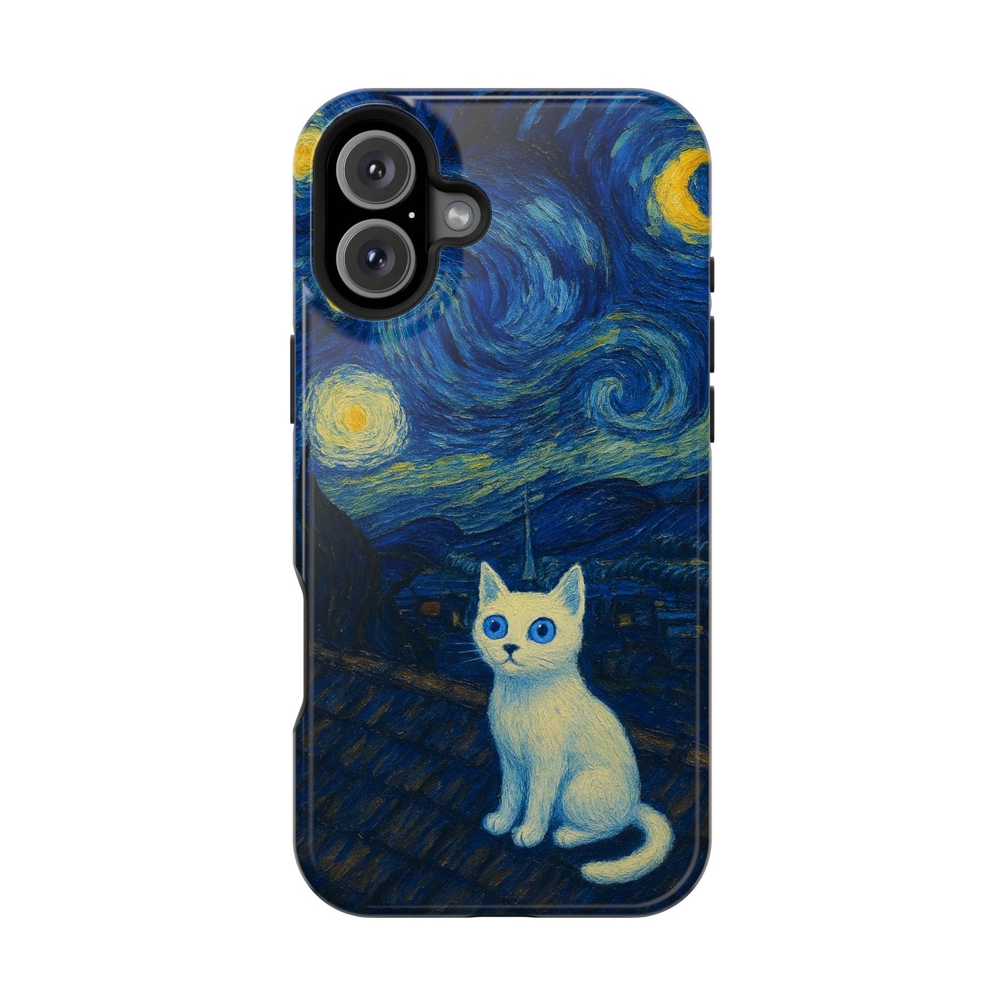 Starry Night Cat โ Van Gogh Inspired โ iPhone 16, 15, 14, 13 โ MagSafe Magnetic Tough Case by HitStickers