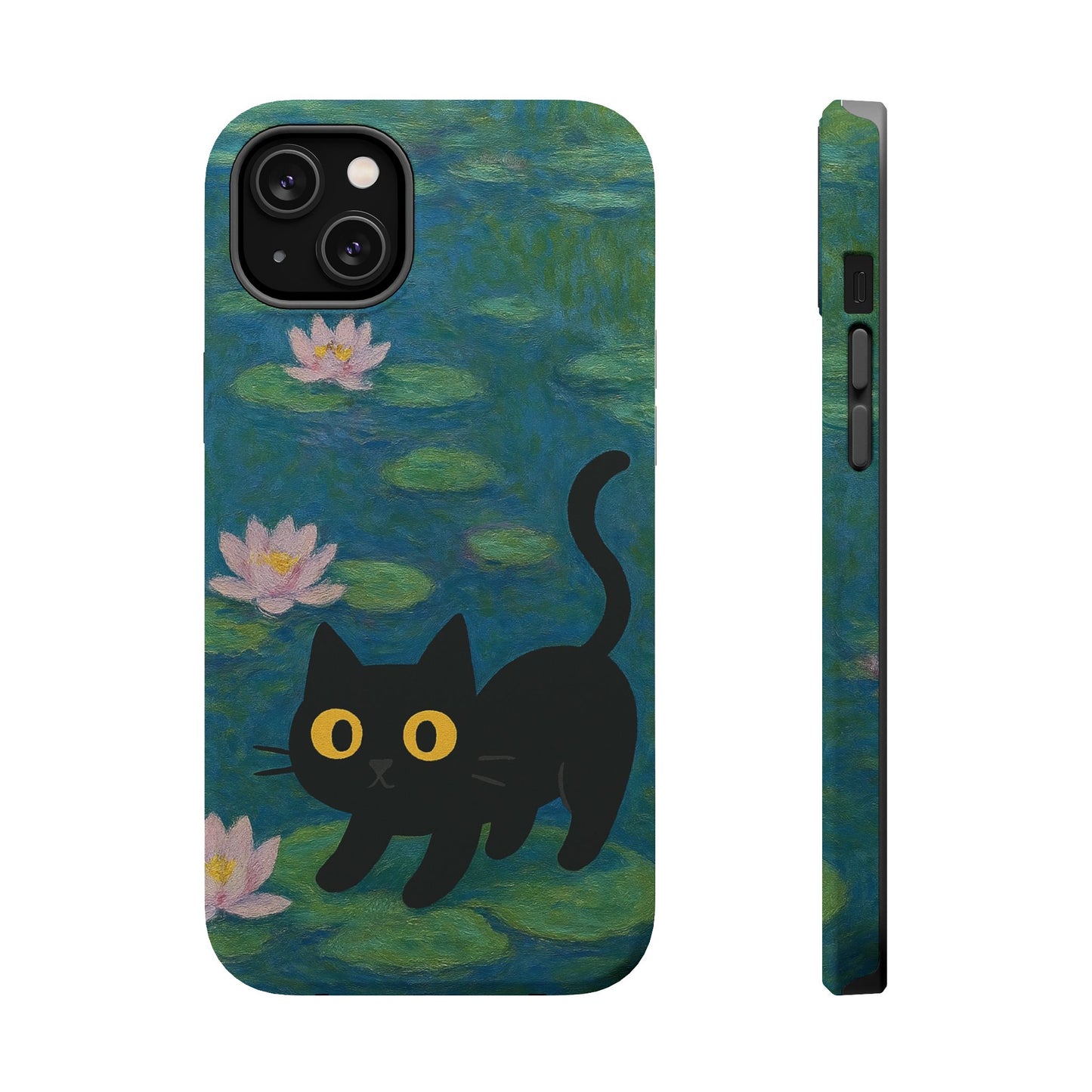 Water Lily Cat โ Monet Inspired โ iPhone 16, 15, 14, 13 โ MagSafe Magnetic Tough Case by HitStickers
