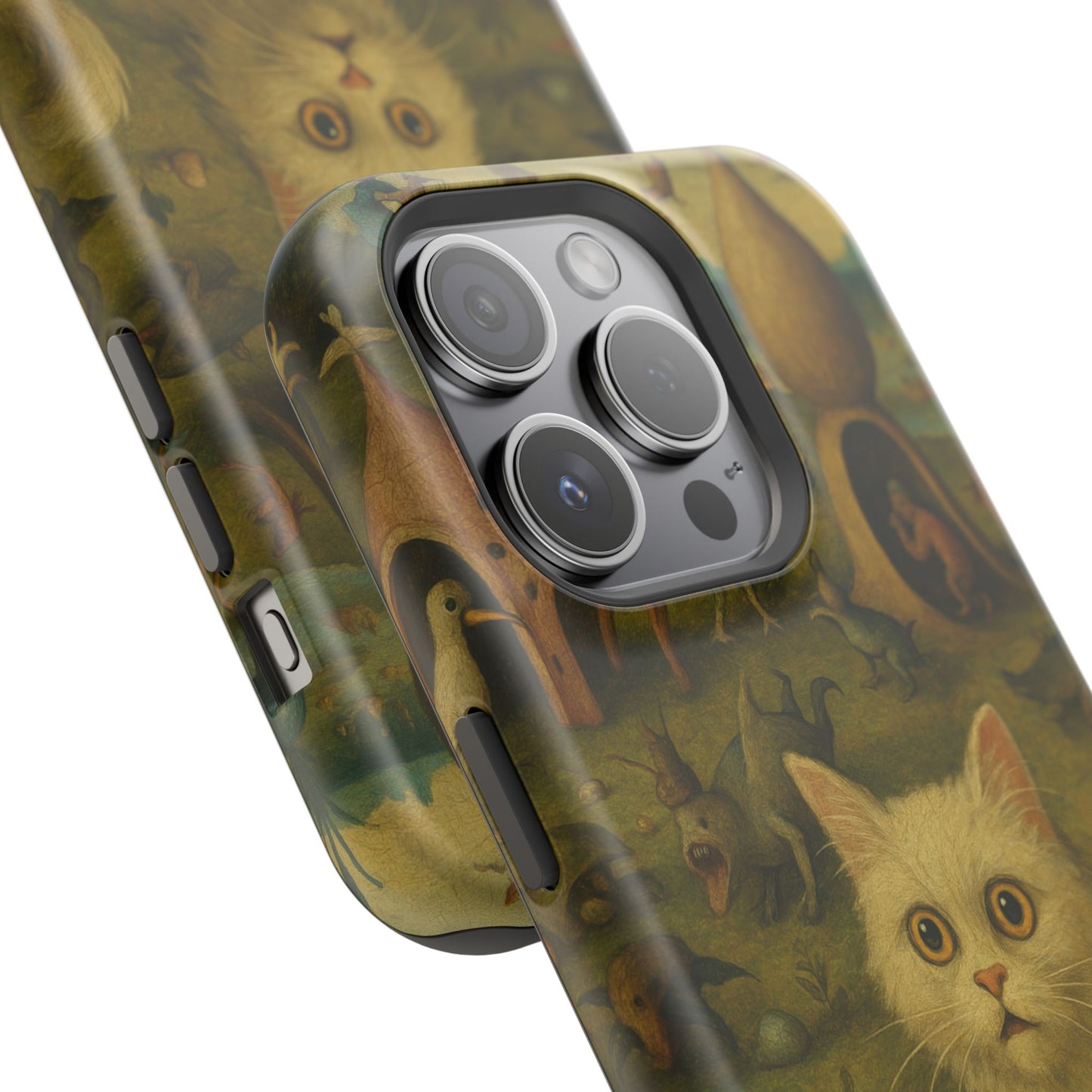 Garden of Cat Delights โ Bosch Inspired โ iPhone 16, 15, 14, 13 โ MagSafe Magnetic Tough Case by HitStickers
