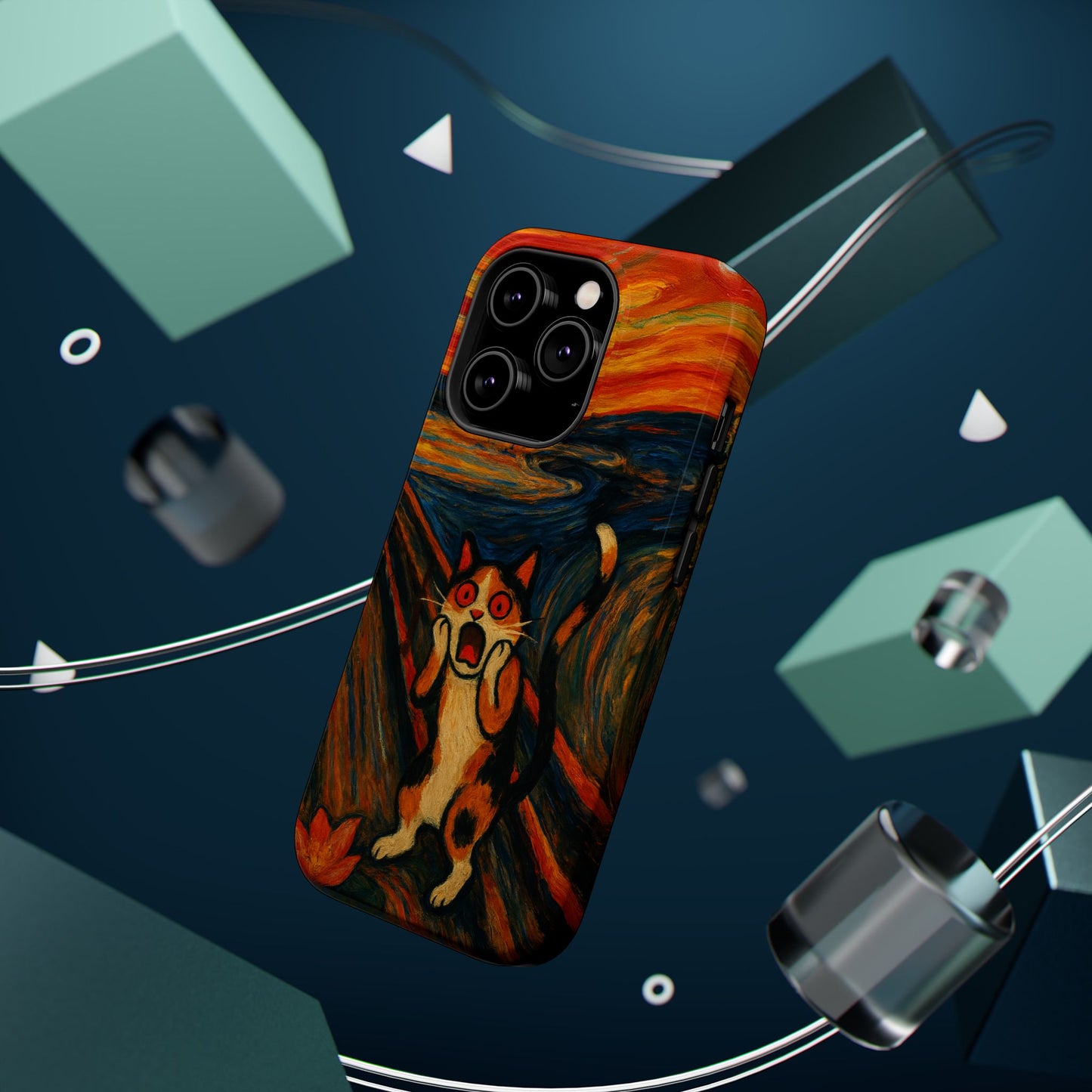 The Cat Scream โ Munch Inspired โ iPhone 16, 15, 14, 13 โ MagSafe Magnetic Tough Case by HitStickers