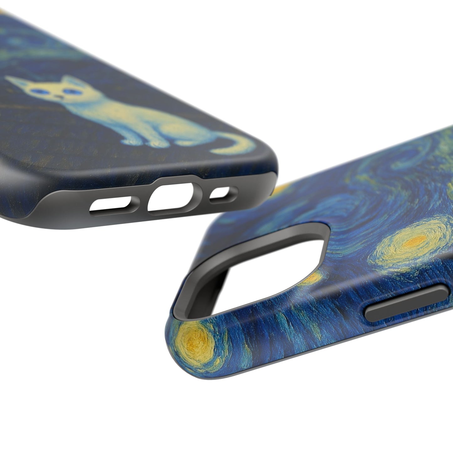 Starry Night Cat โ Van Gogh Inspired โ iPhone 16, 15, 14, 13 โ MagSafe Magnetic Tough Case by HitStickers