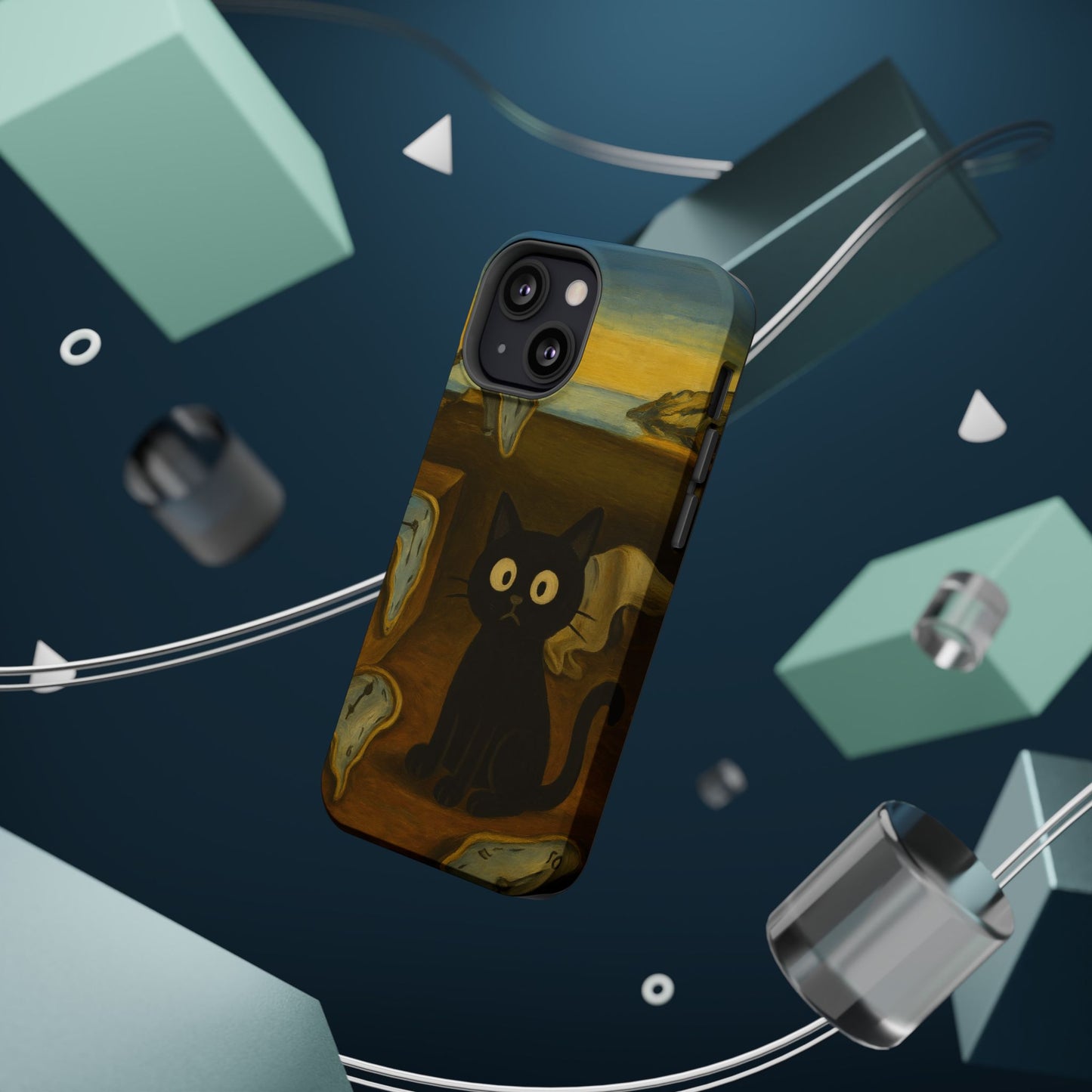 The Cat of Melting Time – Dalí Inspired – iPhone 16, 15, 14, 13 – MagSafe Magnetic Tough Case by HitStickers