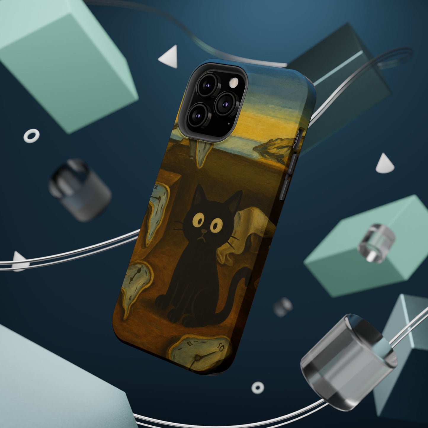 The Cat of Melting Time – Dalí Inspired – iPhone 16, 15, 14, 13 – MagSafe Magnetic Tough Case by HitStickers