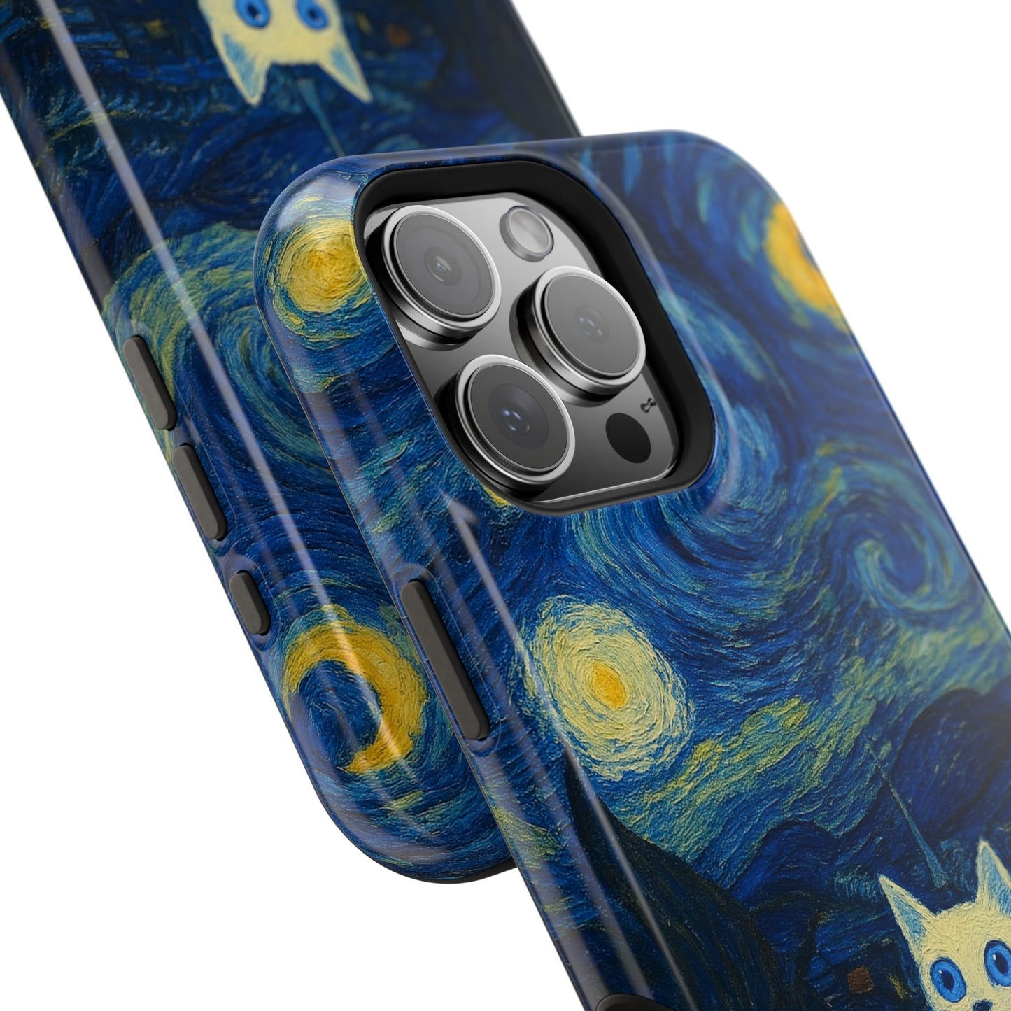 Starry Night Cat โ Van Gogh Inspired โ iPhone 16, 15, 14, 13 โ MagSafe Magnetic Tough Case by HitStickers
