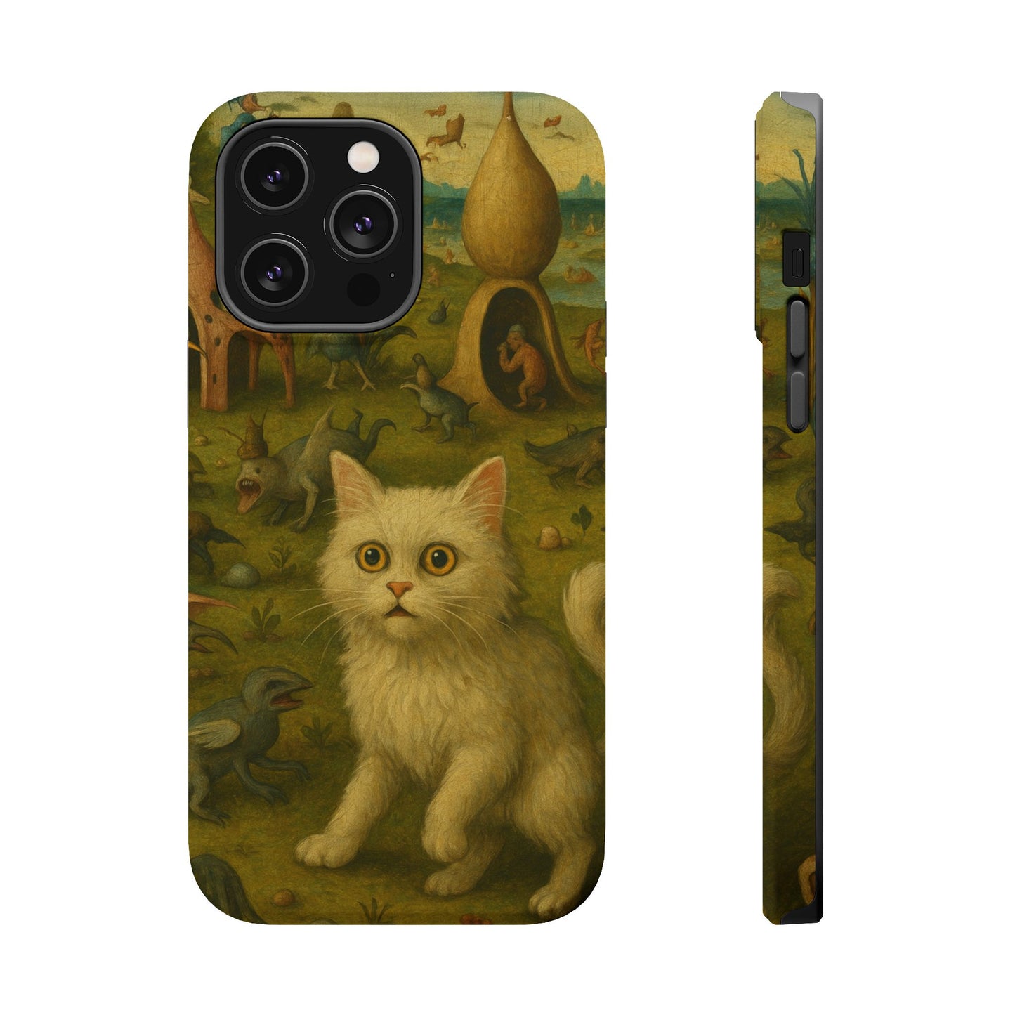 Garden of Cat Delights โ Bosch Inspired โ iPhone 16, 15, 14, 13 โ MagSafe Magnetic Tough Case by HitStickers