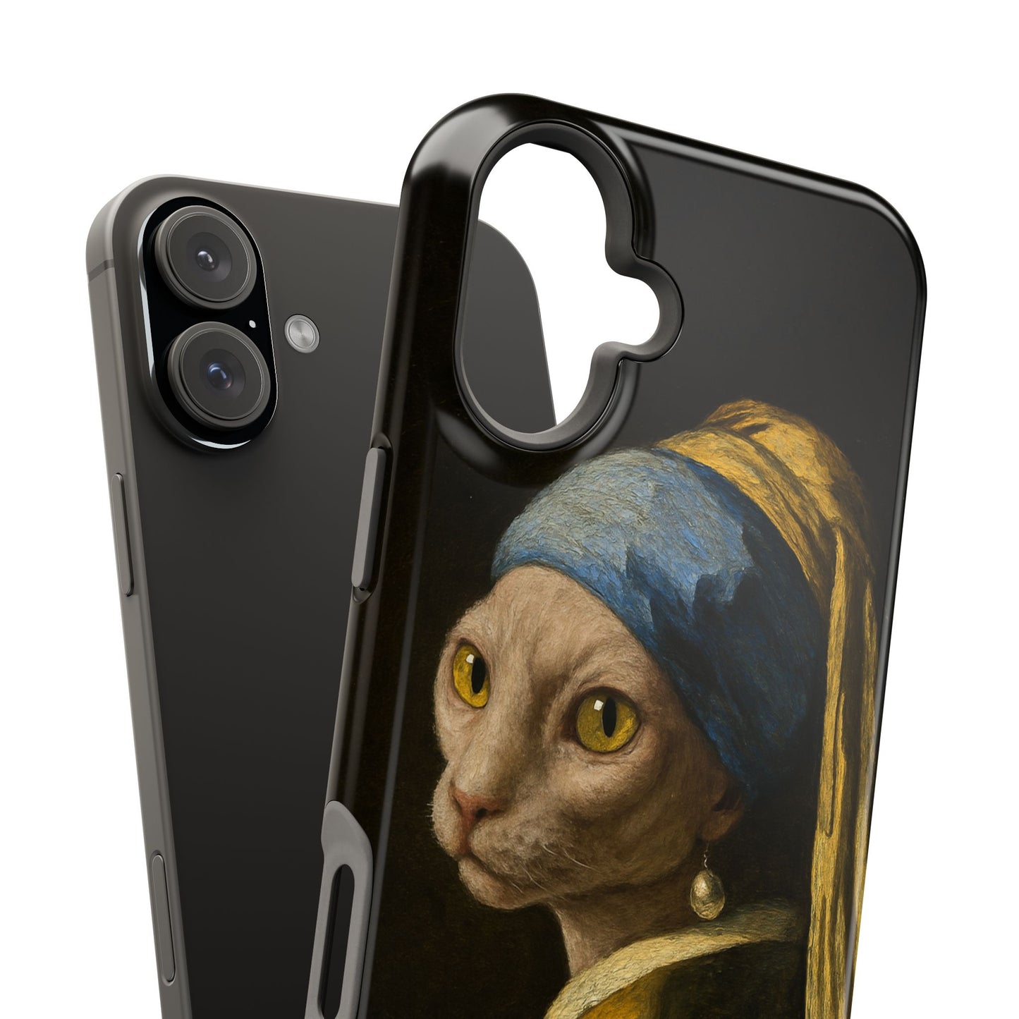 Cat with a Pearl Earring โ Vermeer Inspired โ iPhone 16, 15, 14, 13 โ MagSafe Magnetic Tough Case by HitStickers
