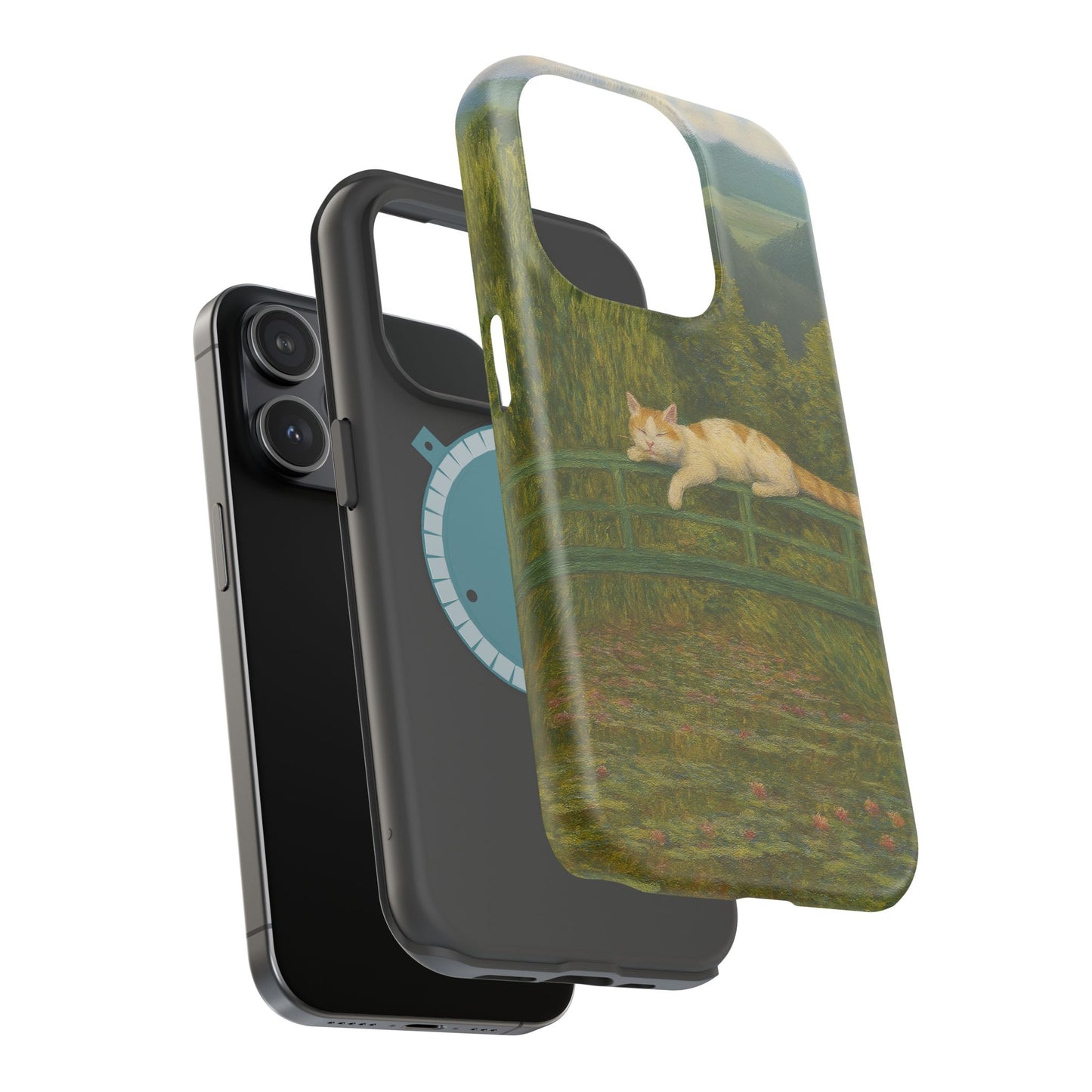 Sleeping Cat on the Japanese Bridge โ Monet Inspired โ iPhone 16, 15, 14, 13 โ MagSafe Magnetic Tough Case by HitStickers