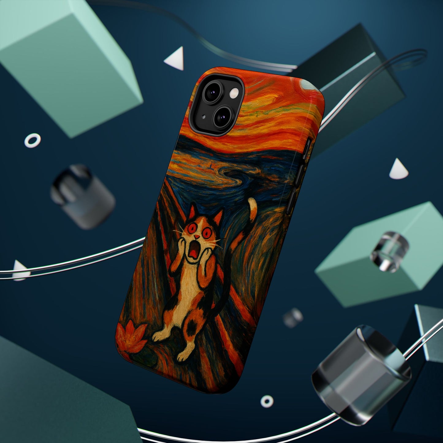 The Cat Scream โ Munch Inspired โ iPhone 16, 15, 14, 13 โ MagSafe Magnetic Tough Case by HitStickers