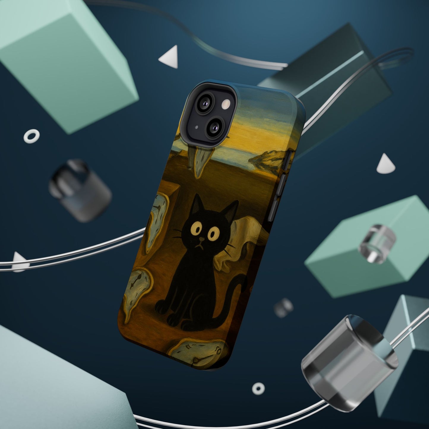 The Cat of Melting Time – Dalí Inspired – iPhone 16, 15, 14, 13 – MagSafe Magnetic Tough Case by HitStickers