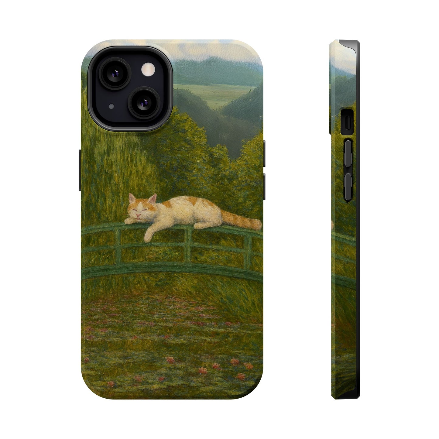 Sleeping Cat on the Japanese Bridge โ Monet Inspired โ iPhone 16, 15, 14, 13 โ MagSafe Magnetic Tough Case by HitStickers