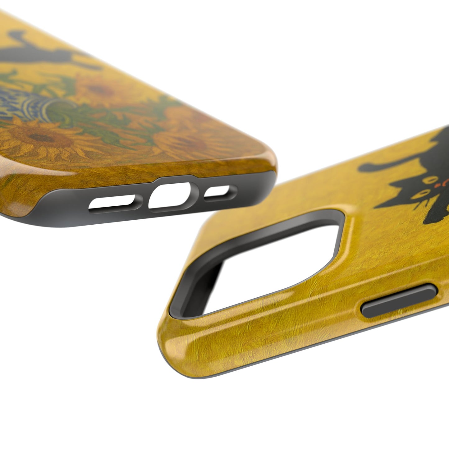 Mischievous Cat & Sunflowers โ Van Gogh Inspired โ iPhone 16, 15, 14, 13 โ MagSafe Magnetic Tough Case by HitStickers