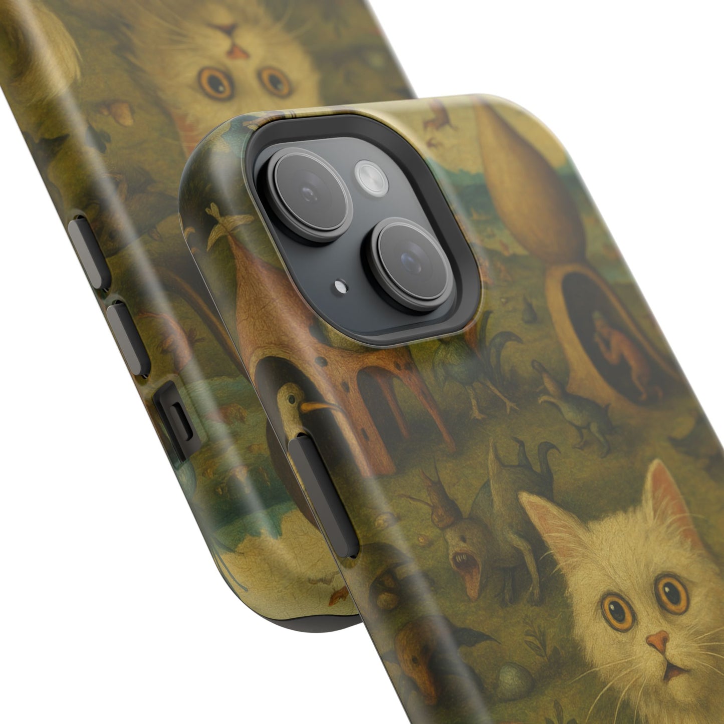 Garden of Cat Delights โ Bosch Inspired โ iPhone 16, 15, 14, 13 โ MagSafe Magnetic Tough Case by HitStickers