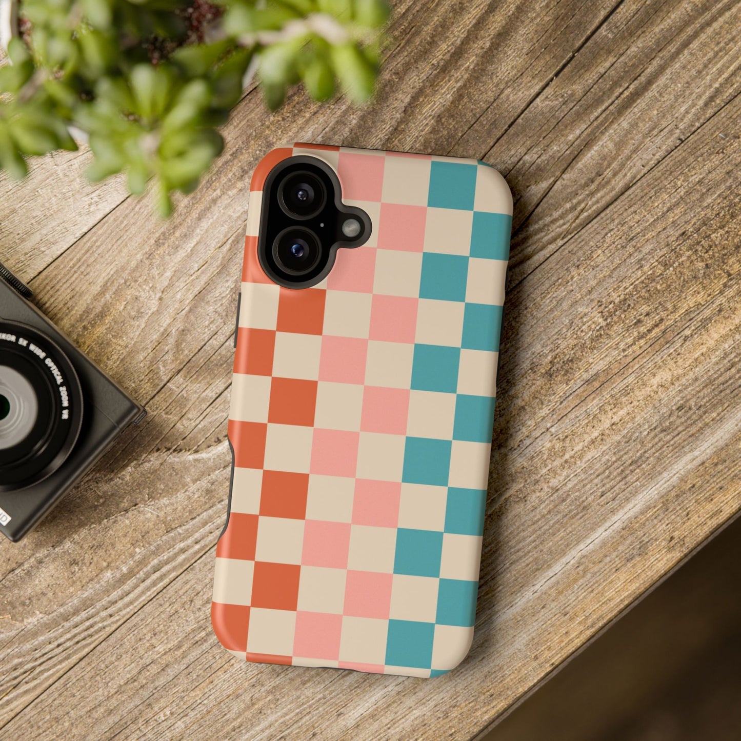 Retro Check Pop โ iPhone 16, 15, 14, 13 โ MagSafe Magnetic Tough Case by HitStickers