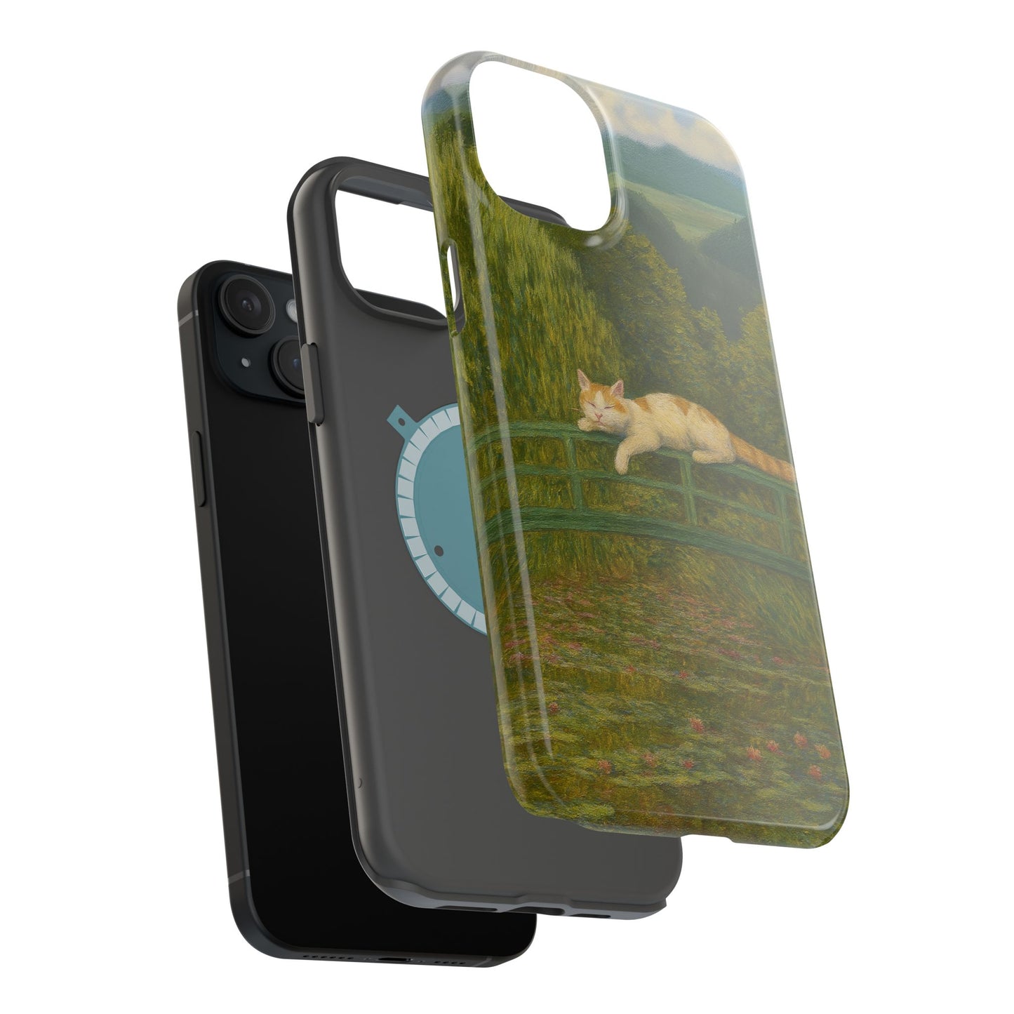 Sleeping Cat on the Japanese Bridge โ Monet Inspired โ iPhone 16, 15, 14, 13 โ MagSafe Magnetic Tough Case by HitStickers