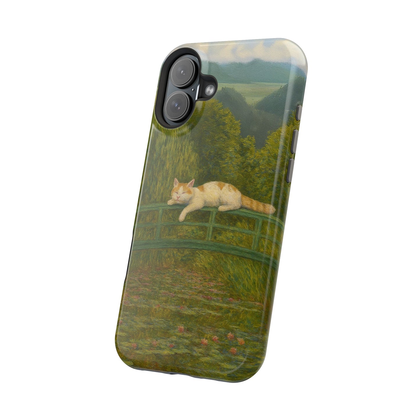 Sleeping Cat on the Japanese Bridge โ Monet Inspired โ iPhone 16, 15, 14, 13 โ MagSafe Magnetic Tough Case by HitStickers