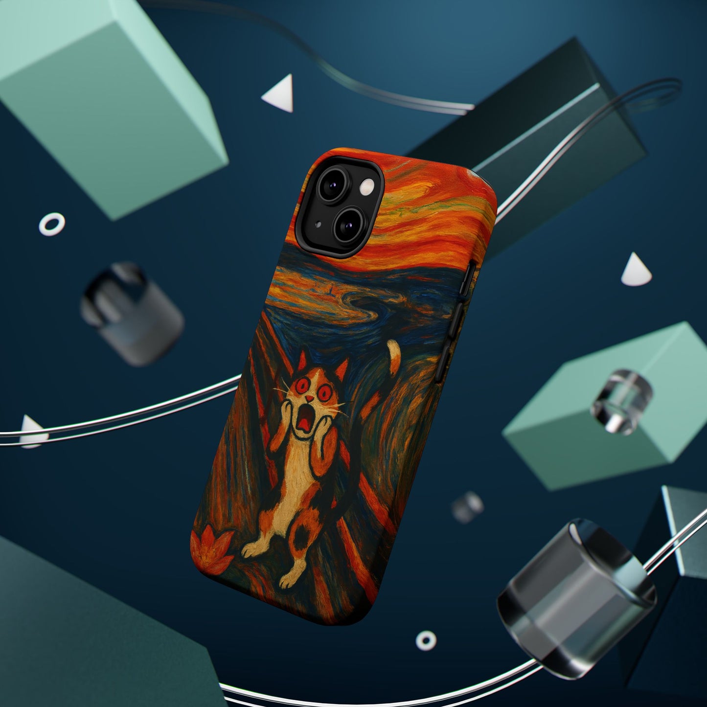 The Cat Scream โ Munch Inspired โ iPhone 16, 15, 14, 13 โ MagSafe Magnetic Tough Case by HitStickers