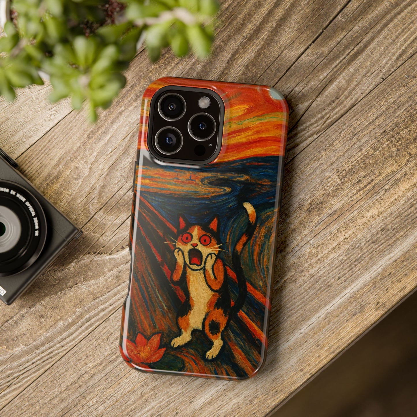 The Cat Scream โ Munch Inspired โ iPhone 16, 15, 14, 13 โ MagSafe Magnetic Tough Case by HitStickers