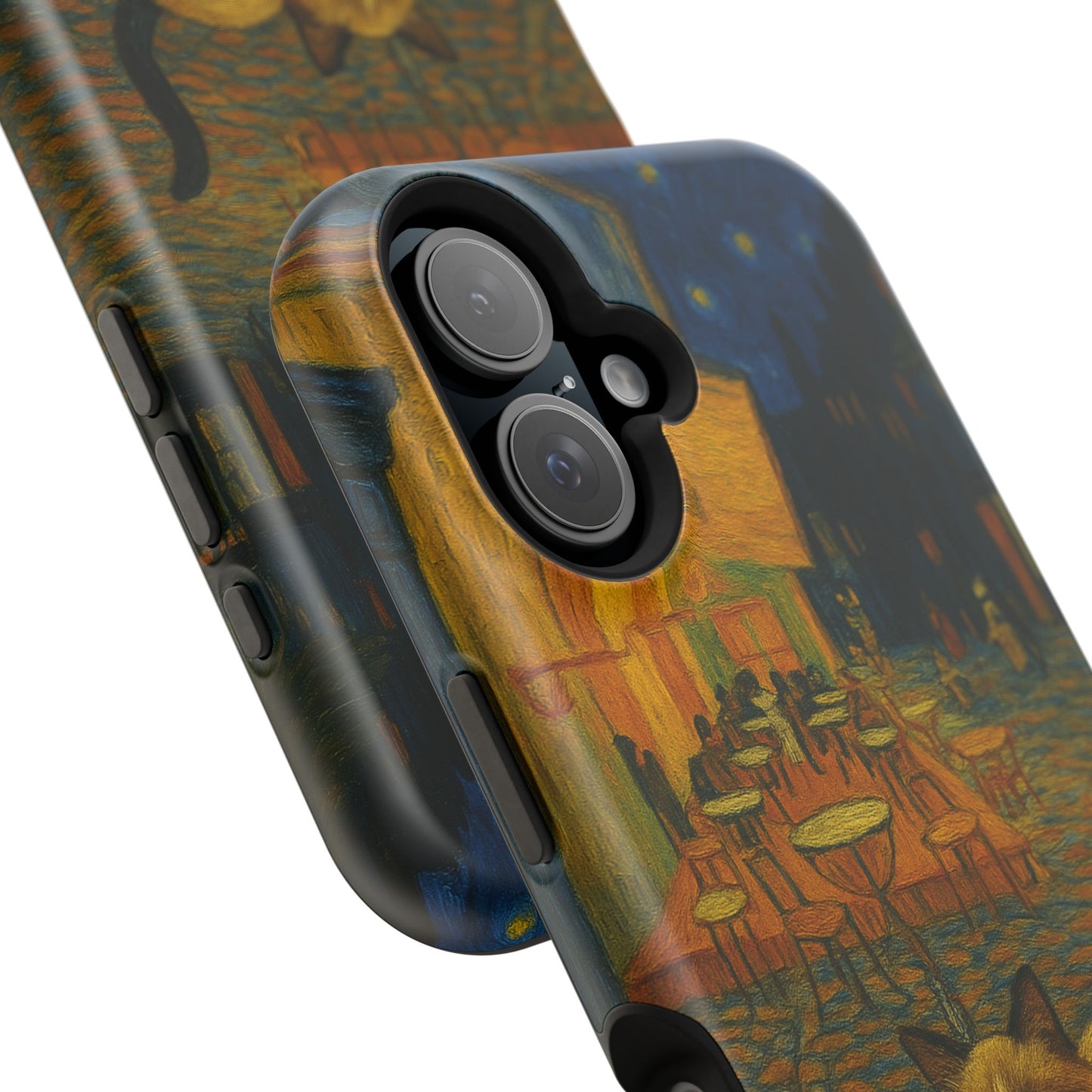 Café Cat at Night – Van Gogh Inspired – iPhone 16, 15, 14, 13 – MagSafe Magnetic Tough Case by HitStickers