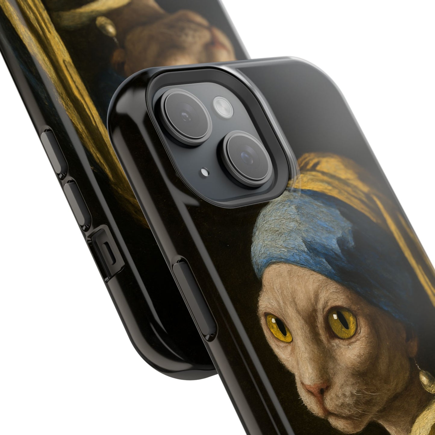 Cat with a Pearl Earring โ Vermeer Inspired โ iPhone 16, 15, 14, 13 โ MagSafe Magnetic Tough Case by HitStickers