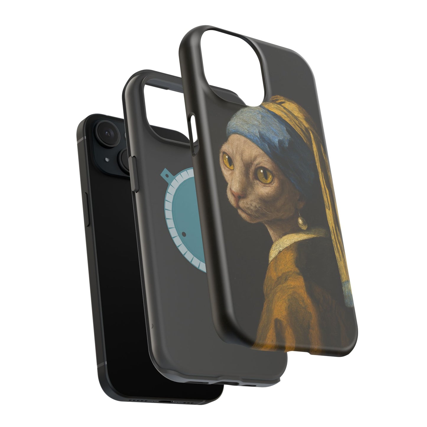 Cat with a Pearl Earring โ Vermeer Inspired โ iPhone 16, 15, 14, 13 โ MagSafe Magnetic Tough Case by HitStickers