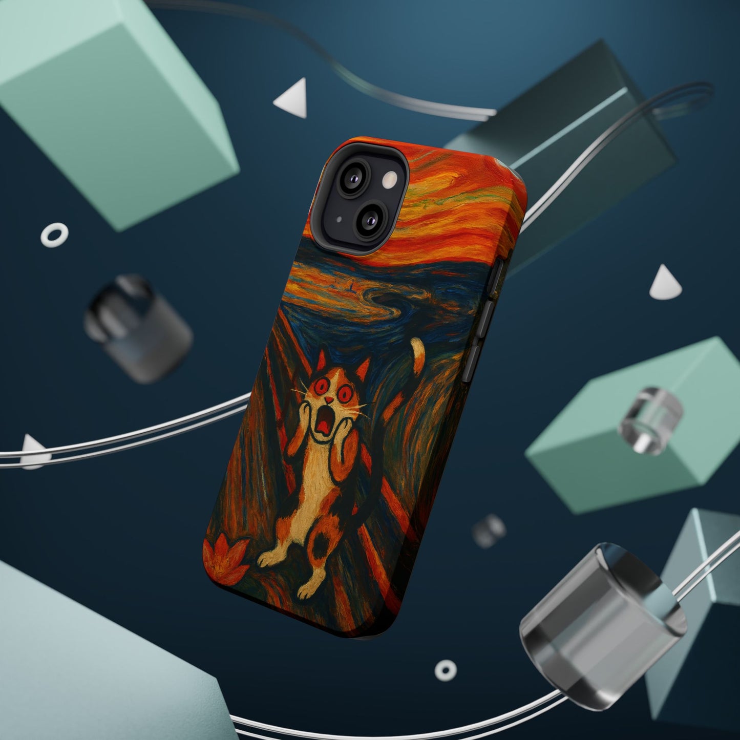 The Cat Scream โ Munch Inspired โ iPhone 16, 15, 14, 13 โ MagSafe Magnetic Tough Case by HitStickers