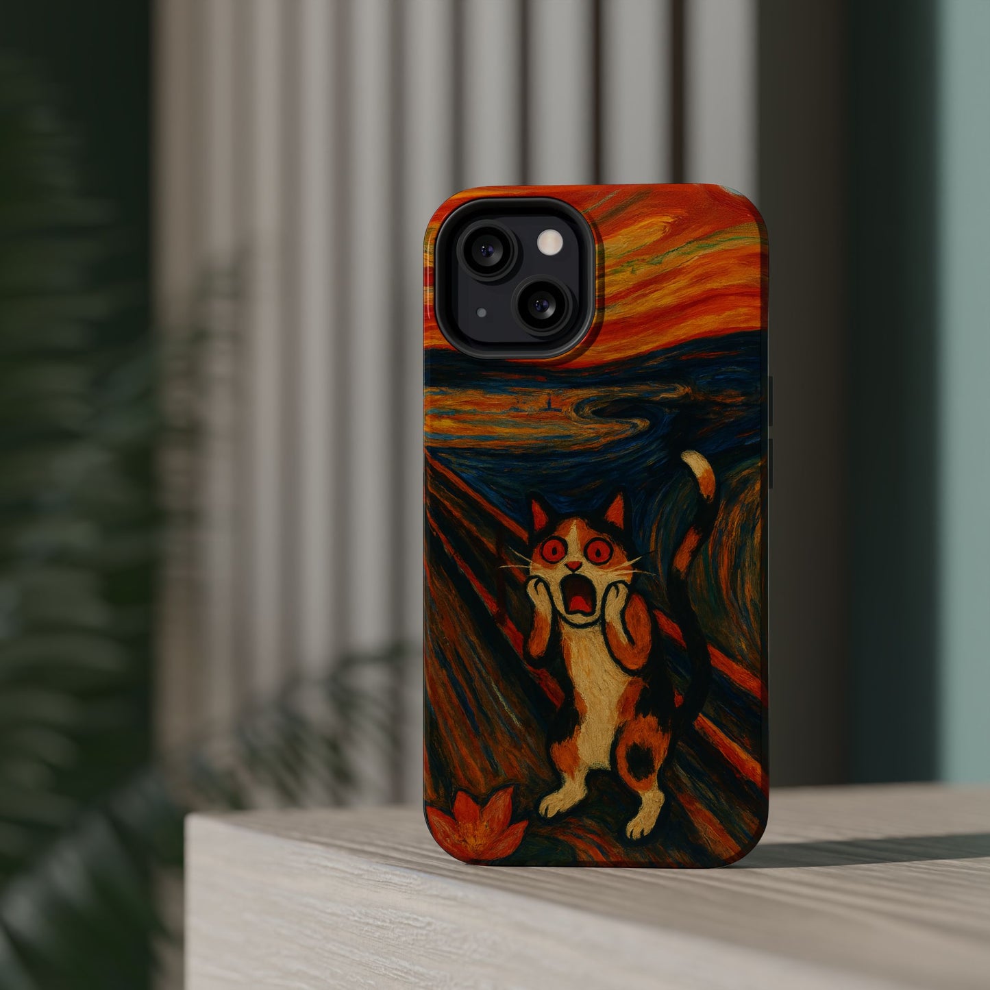 The Cat Scream โ Munch Inspired โ iPhone 16, 15, 14, 13 โ MagSafe Magnetic Tough Case by HitStickers