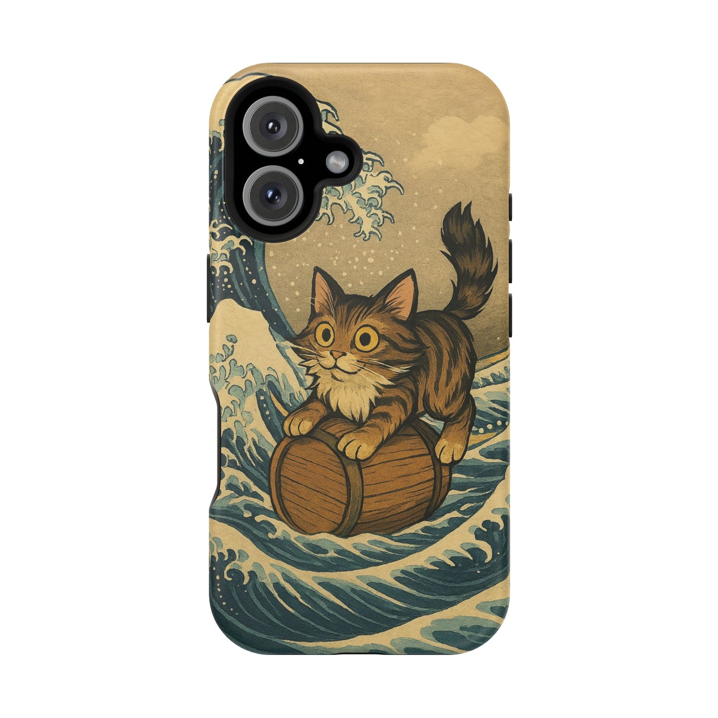 The Great Wave Cat โ Hokusai Inspired โ iPhone 16, 15, 14, 13 โ MagSafe Magnetic Tough Case by HitStickers
