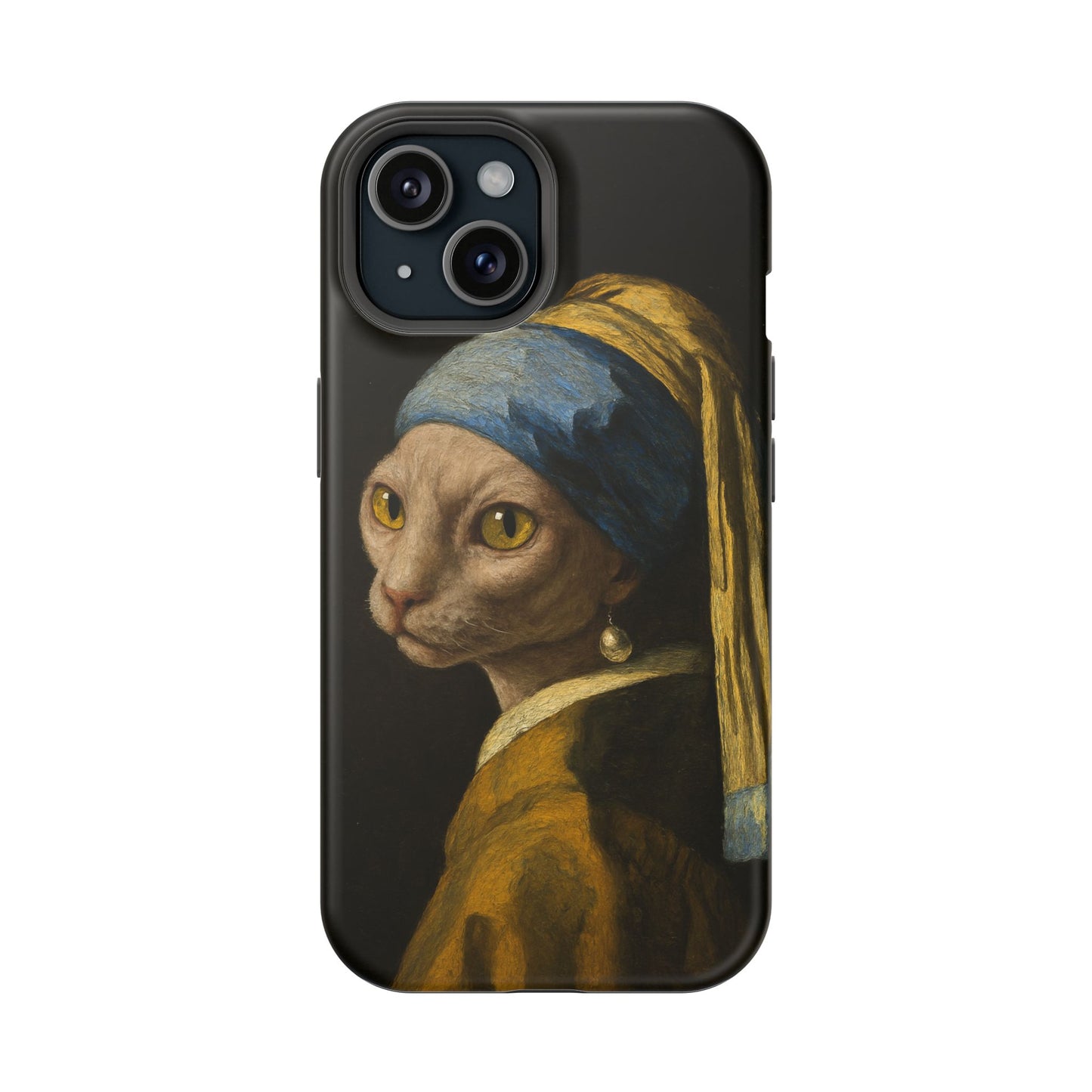 Cat with a Pearl Earring โ Vermeer Inspired โ iPhone 16, 15, 14, 13 โ MagSafe Magnetic Tough Case by HitStickers