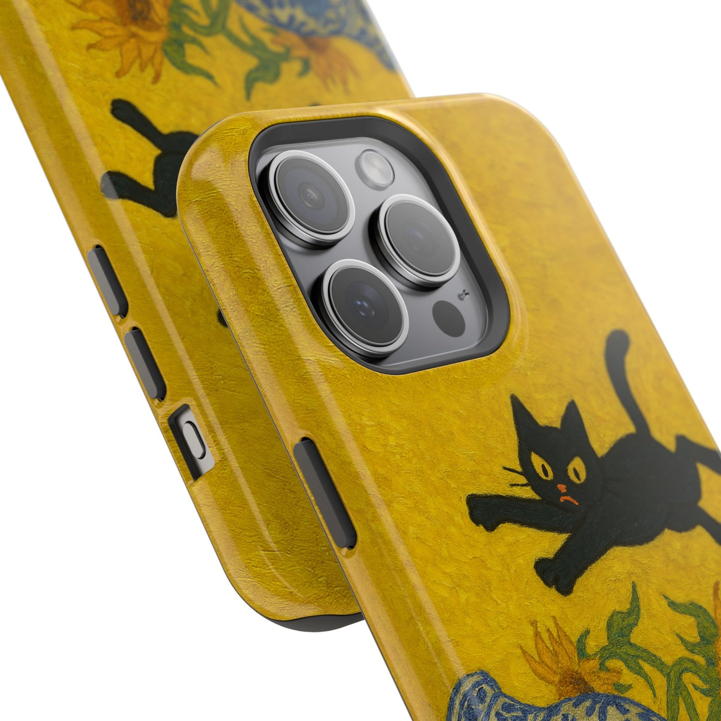 Mischievous Cat & Sunflowers โ Van Gogh Inspired โ iPhone 16, 15, 14, 13 โ MagSafe Magnetic Tough Case by HitStickers