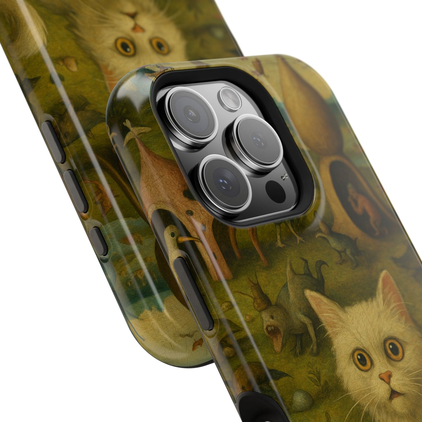 Garden of Cat Delights โ Bosch Inspired โ iPhone 16, 15, 14, 13 โ MagSafe Magnetic Tough Case by HitStickers