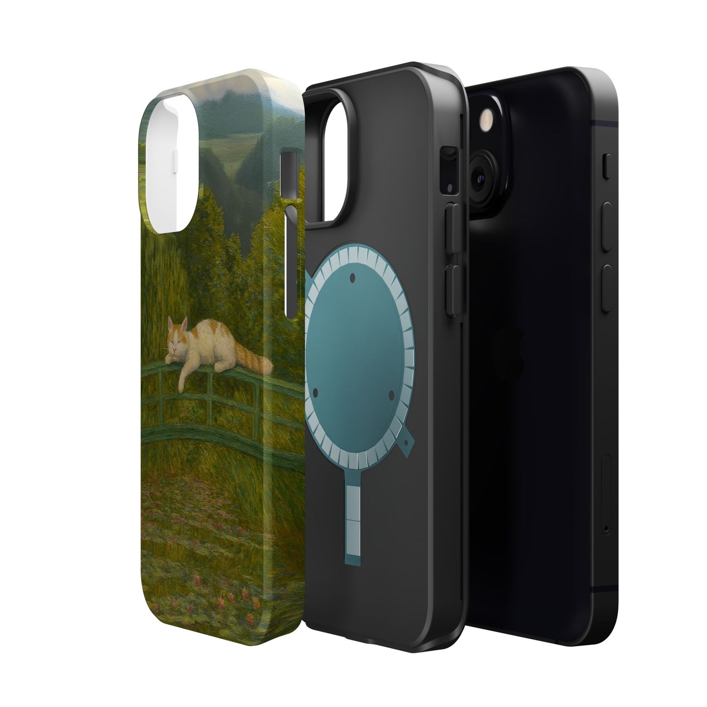 Sleeping Cat on the Japanese Bridge โ Monet Inspired โ iPhone 16, 15, 14, 13 โ MagSafe Magnetic Tough Case by HitStickers