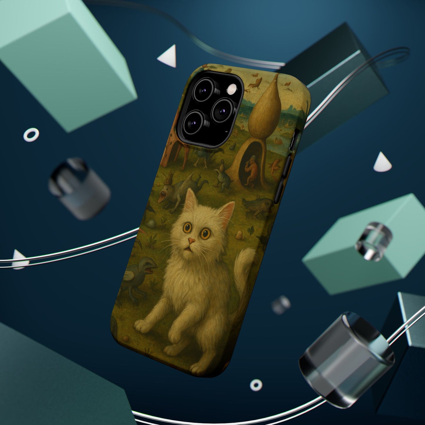 Garden of Cat Delights โ Bosch Inspired โ iPhone 16, 15, 14, 13 โ MagSafe Magnetic Tough Case by HitStickers