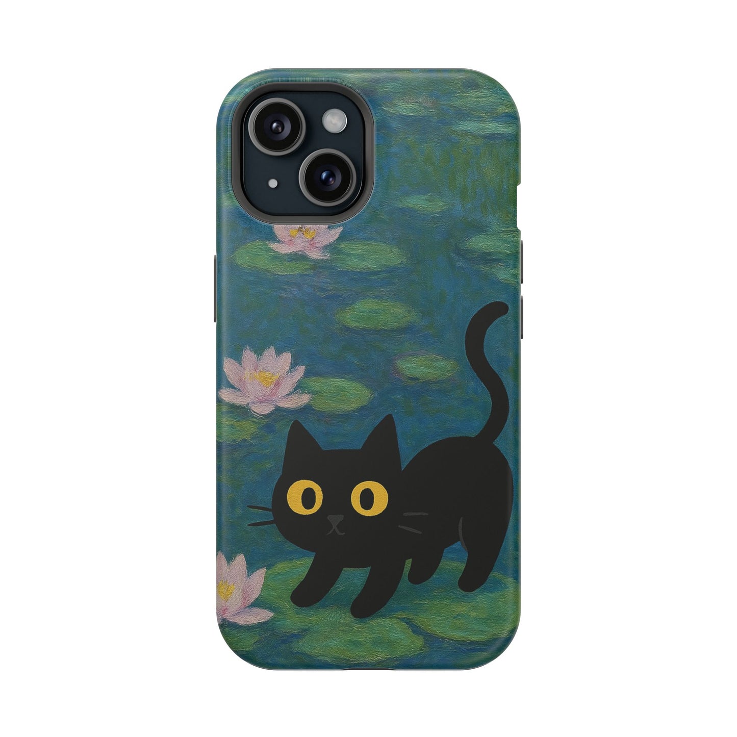Water Lily Cat โ Monet Inspired โ iPhone 16, 15, 14, 13 โ MagSafe Magnetic Tough Case by HitStickers