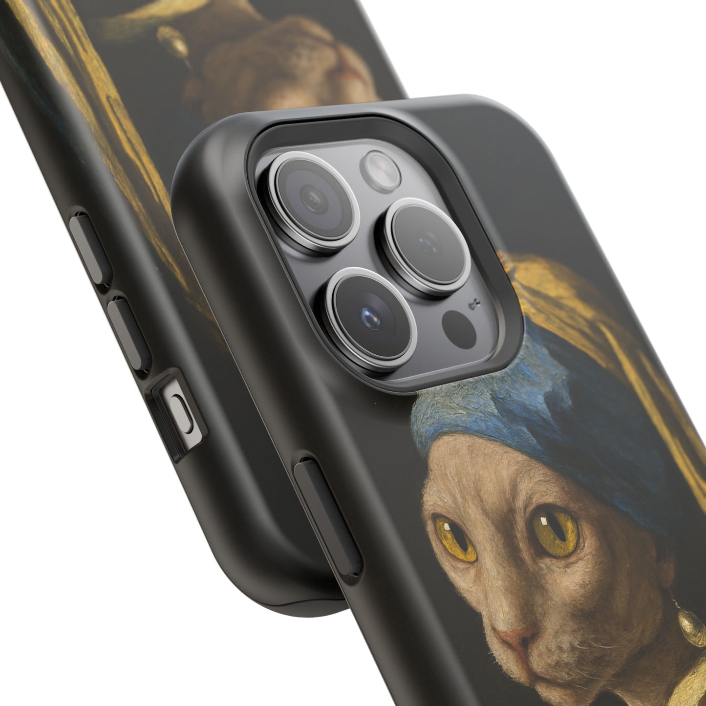 Cat with a Pearl Earring โ Vermeer Inspired โ iPhone 16, 15, 14, 13 โ MagSafe Magnetic Tough Case by HitStickers