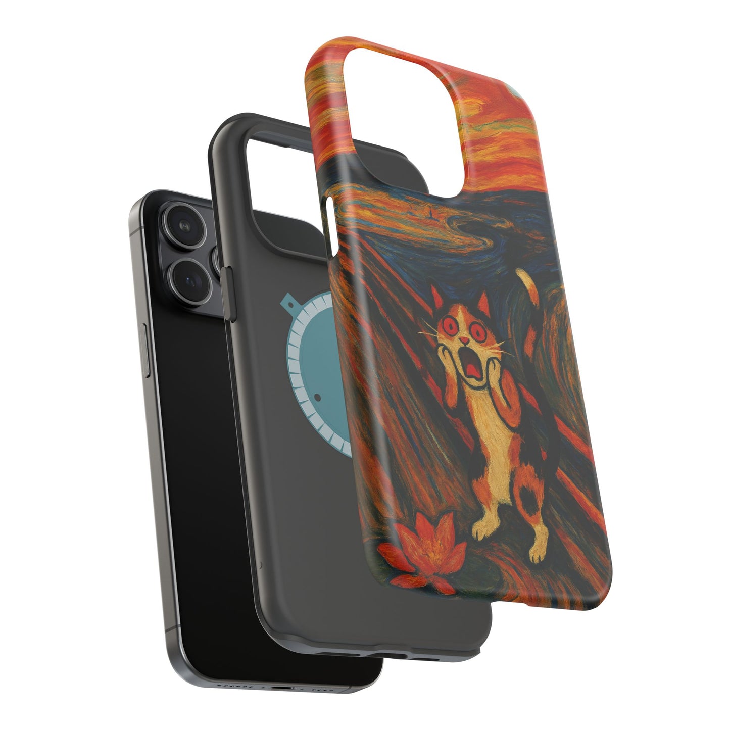 The Cat Scream โ Munch Inspired โ iPhone 16, 15, 14, 13 โ MagSafe Magnetic Tough Case by HitStickers