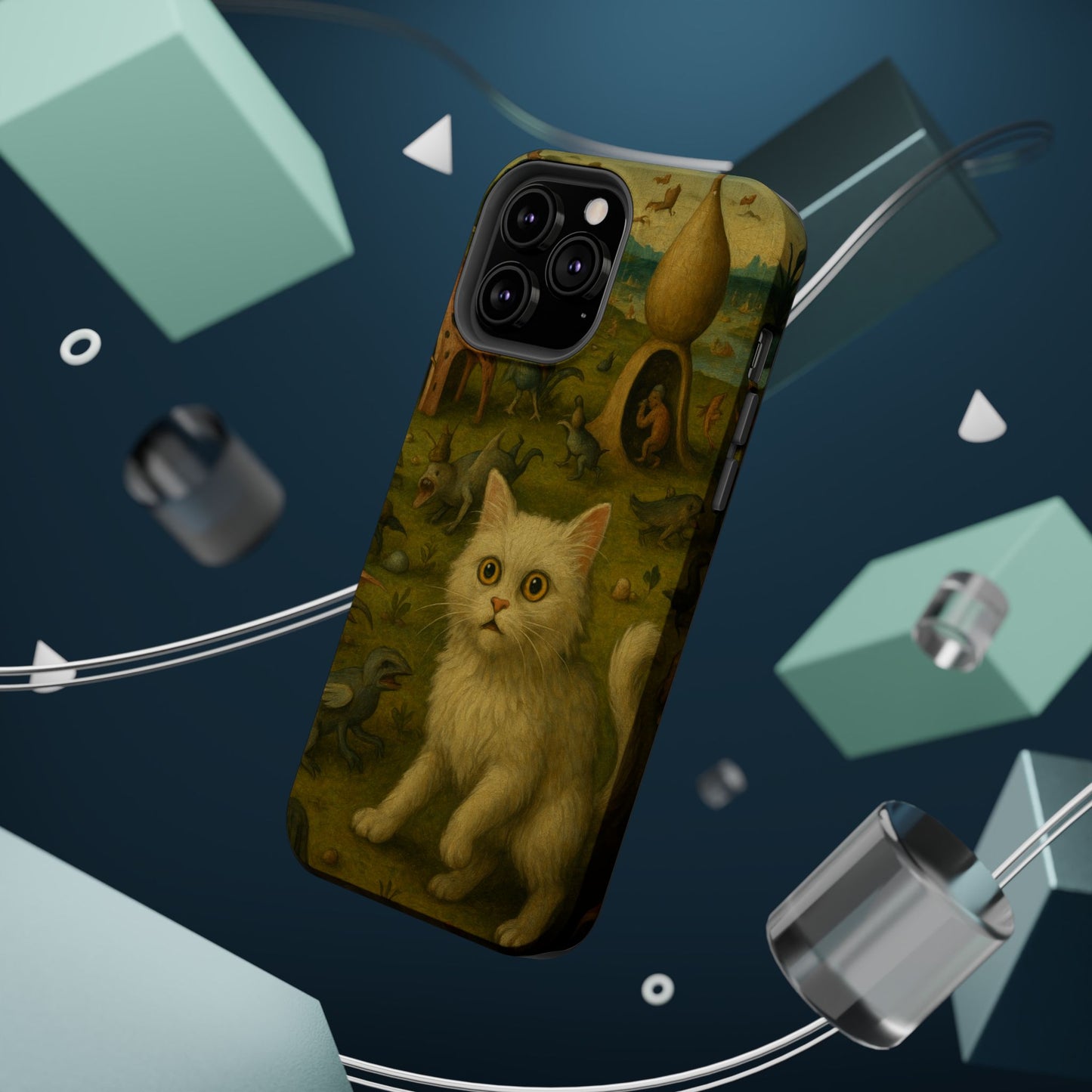 Garden of Cat Delights โ Bosch Inspired โ iPhone 16, 15, 14, 13 โ MagSafe Magnetic Tough Case by HitStickers