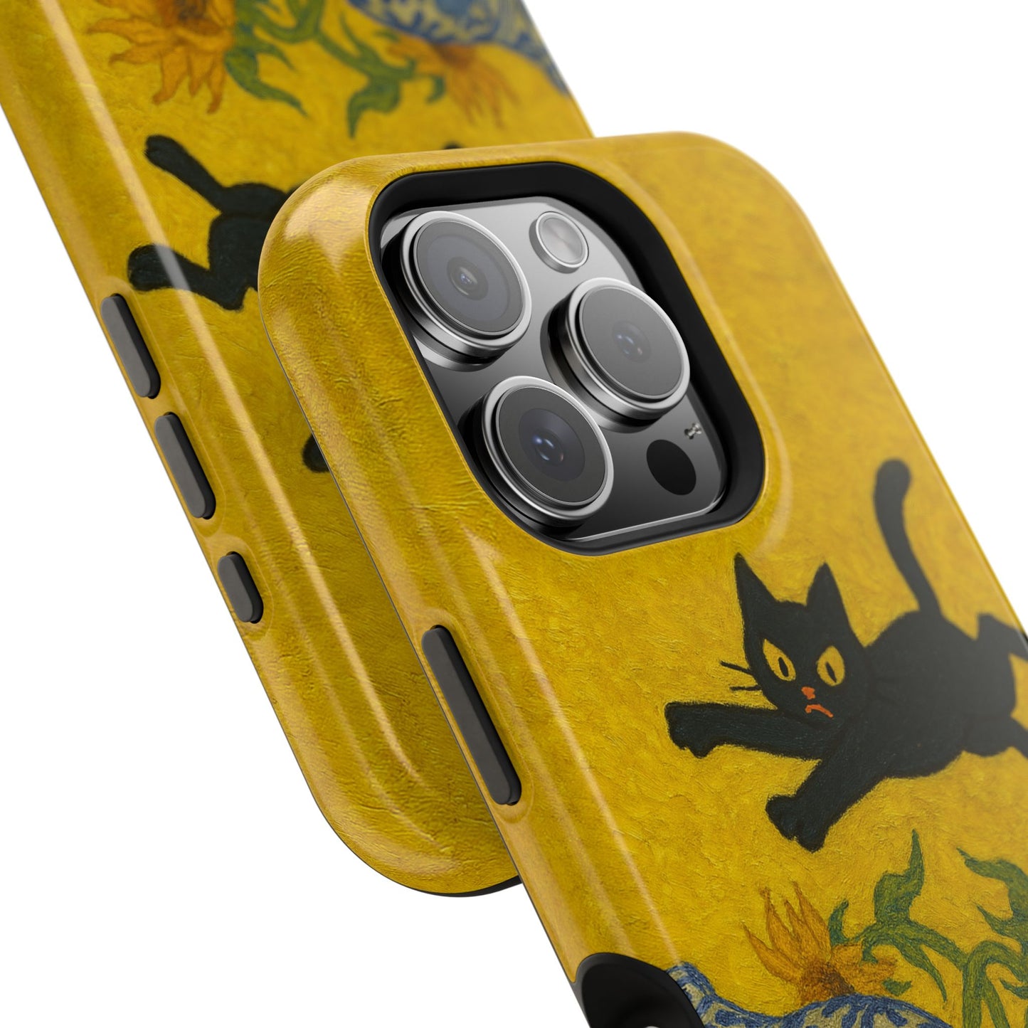 Mischievous Cat & Sunflowers โ Van Gogh Inspired โ iPhone 16, 15, 14, 13 โ MagSafe Magnetic Tough Case by HitStickers