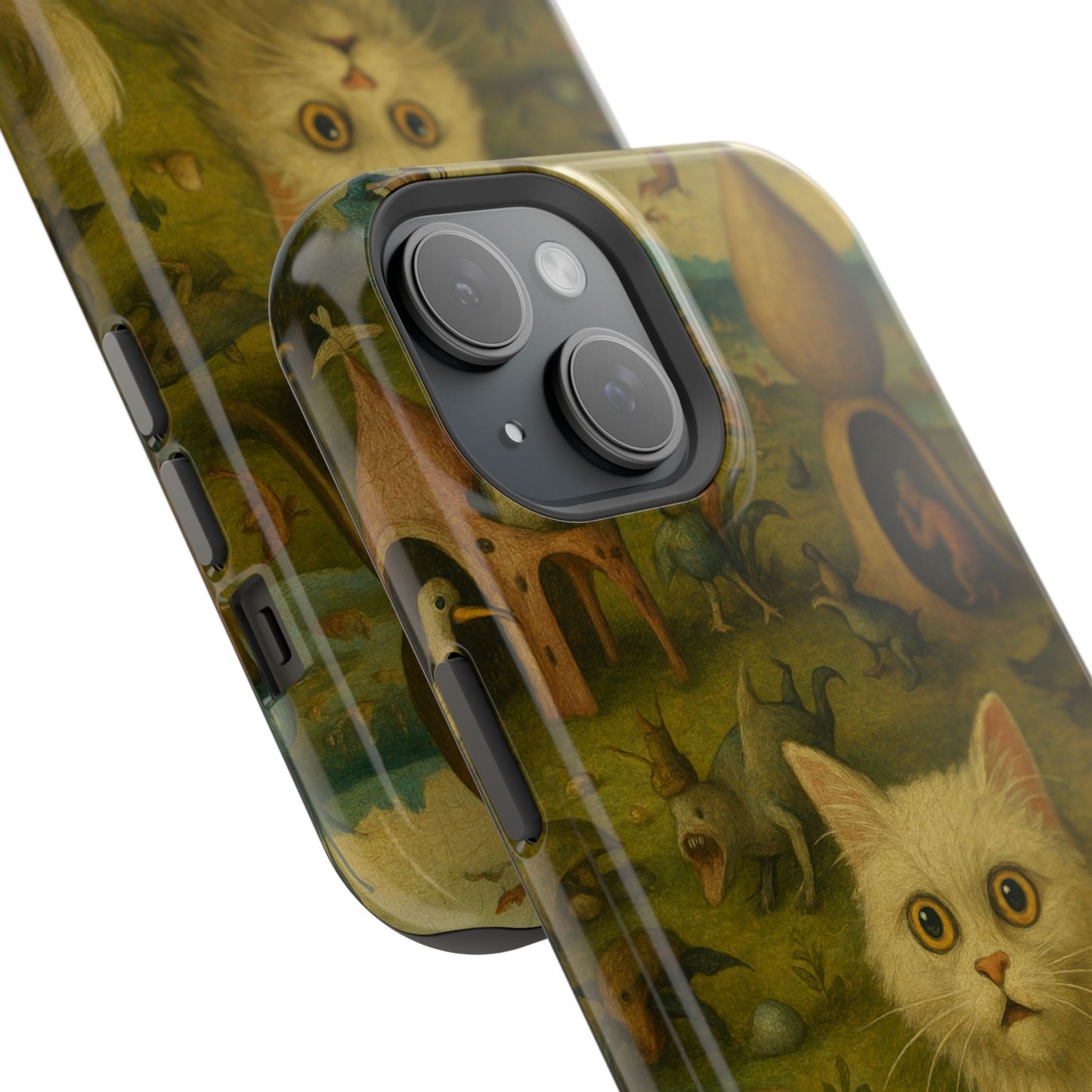 Garden of Cat Delights โ Bosch Inspired โ iPhone 16, 15, 14, 13 โ MagSafe Magnetic Tough Case by HitStickers