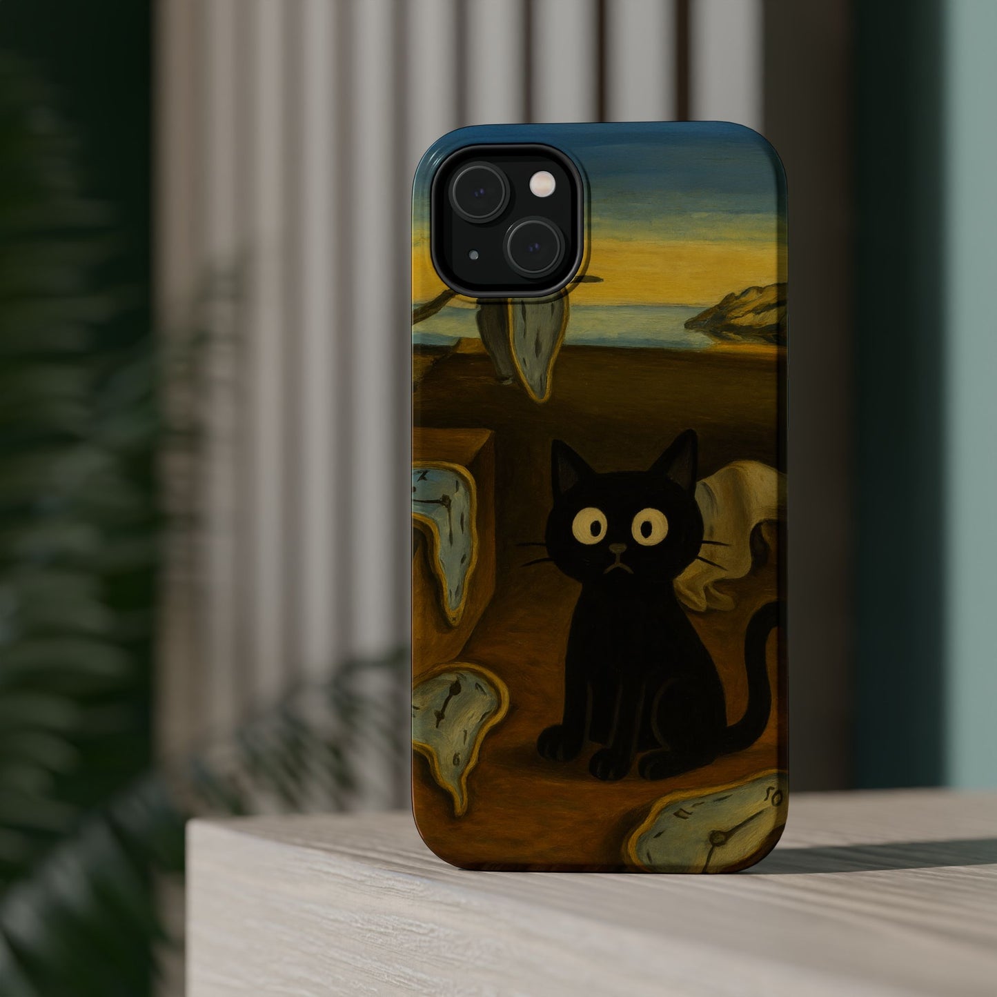 The Cat of Melting Time – Dalí Inspired – iPhone 16, 15, 14, 13 – MagSafe Magnetic Tough Case by HitStickers