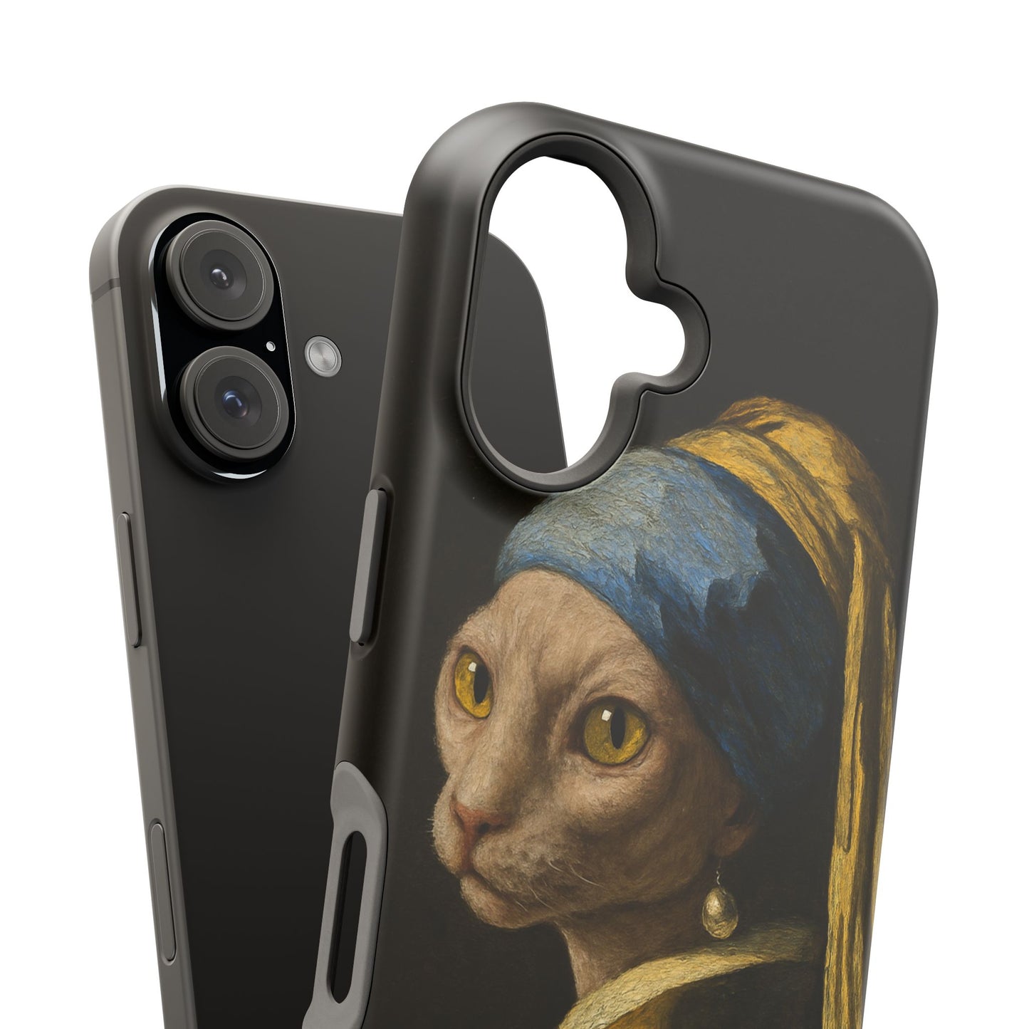 Cat with a Pearl Earring โ Vermeer Inspired โ iPhone 16, 15, 14, 13 โ MagSafe Magnetic Tough Case by HitStickers