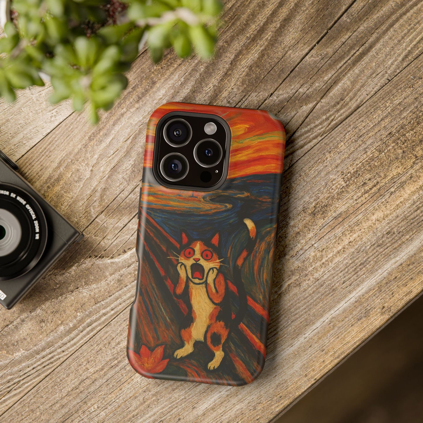 The Cat Scream โ Munch Inspired โ iPhone 16, 15, 14, 13 โ MagSafe Magnetic Tough Case by HitStickers