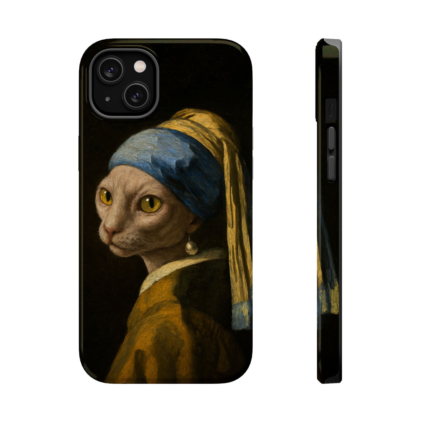 Cat with a Pearl Earring โ Vermeer Inspired โ iPhone 16, 15, 14, 13 โ MagSafe Magnetic Tough Case by HitStickers