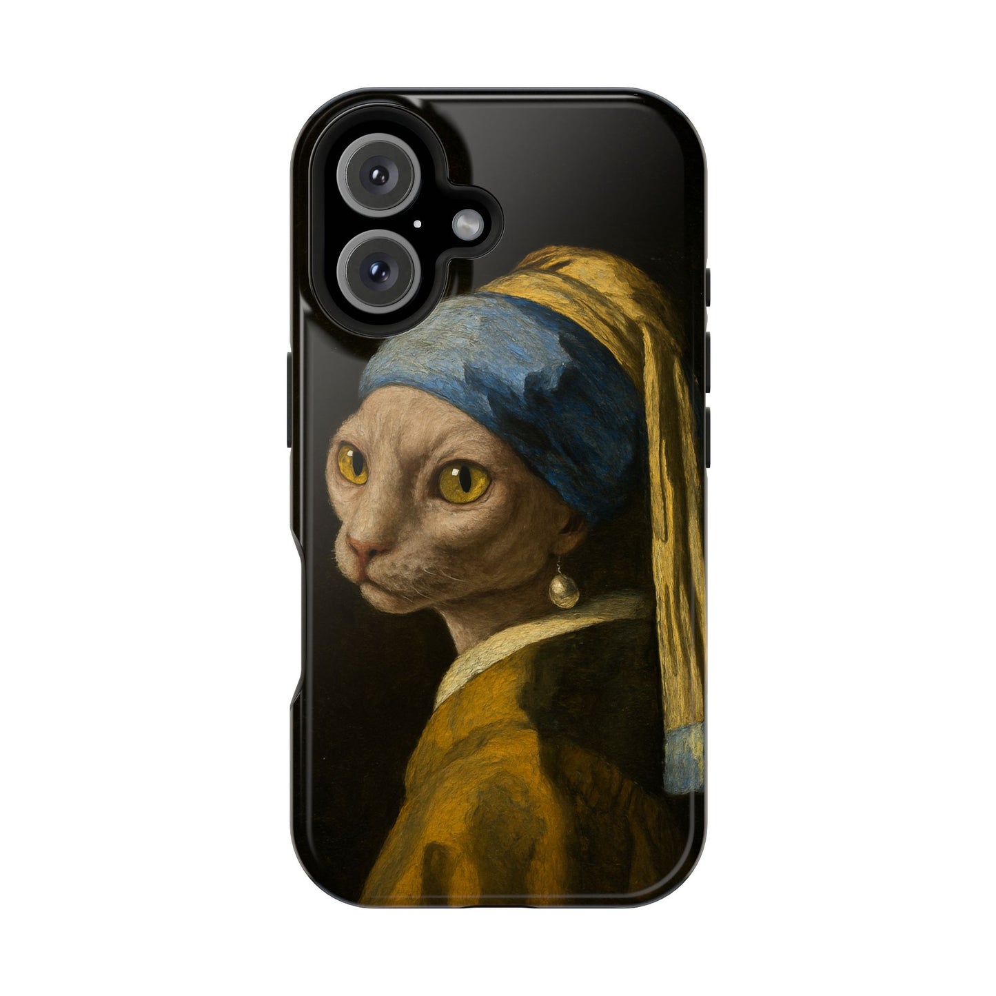 Cat with a Pearl Earring โ Vermeer Inspired โ iPhone 16, 15, 14, 13 โ MagSafe Magnetic Tough Case by HitStickers