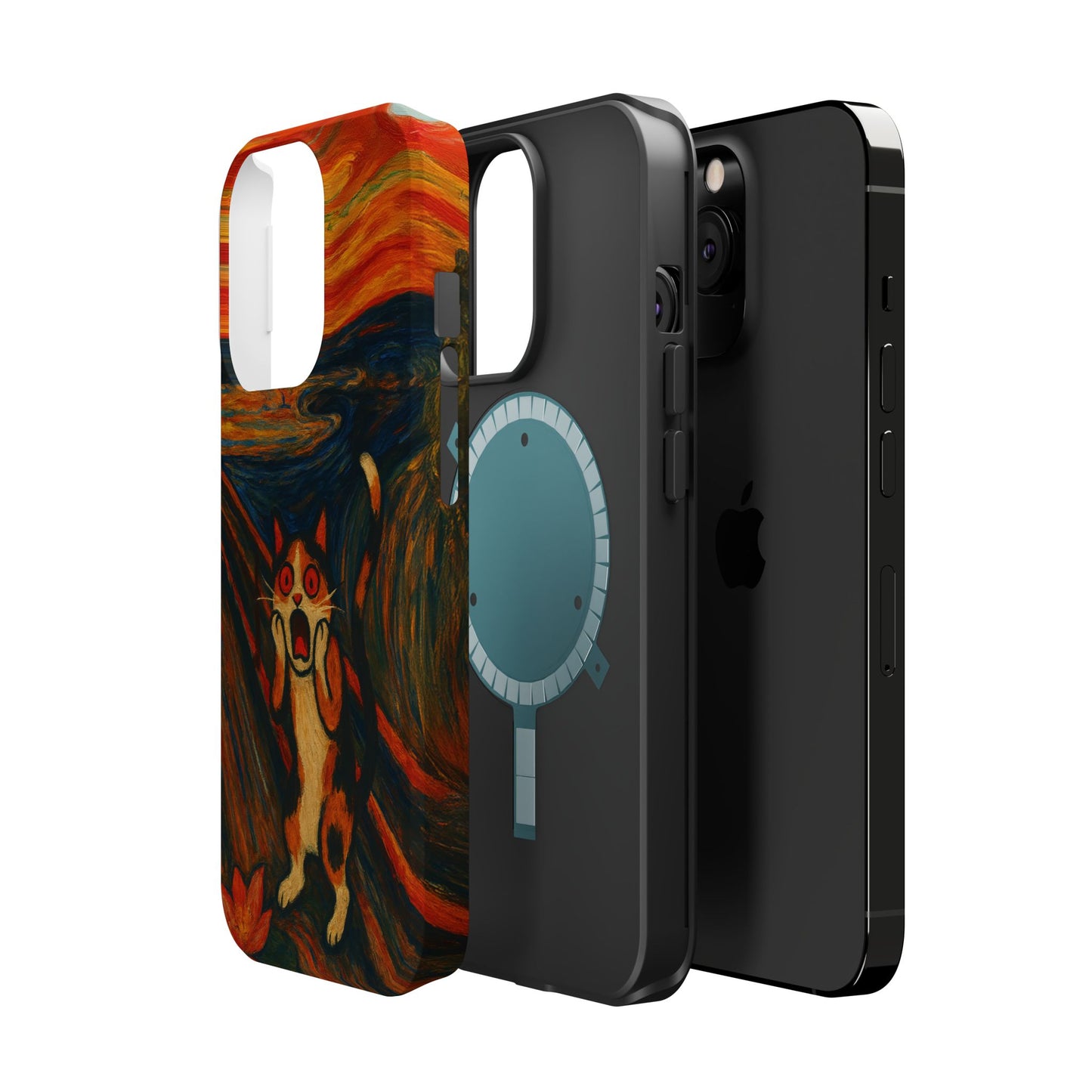 The Cat Scream โ Munch Inspired โ iPhone 16, 15, 14, 13 โ MagSafe Magnetic Tough Case by HitStickers