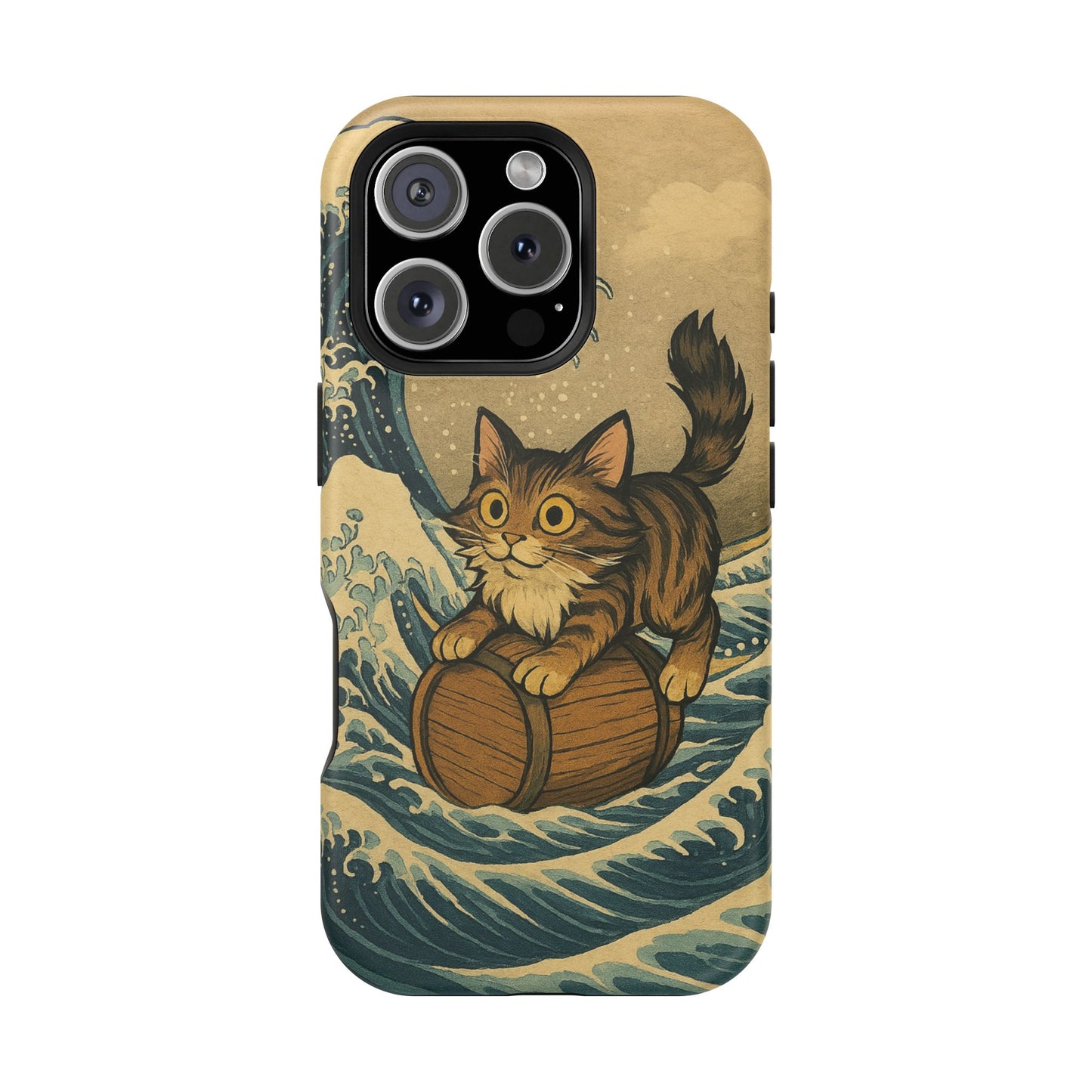 The Great Wave Cat โ Hokusai Inspired โ iPhone 16, 15, 14, 13 โ MagSafe Magnetic Tough Case by HitStickers