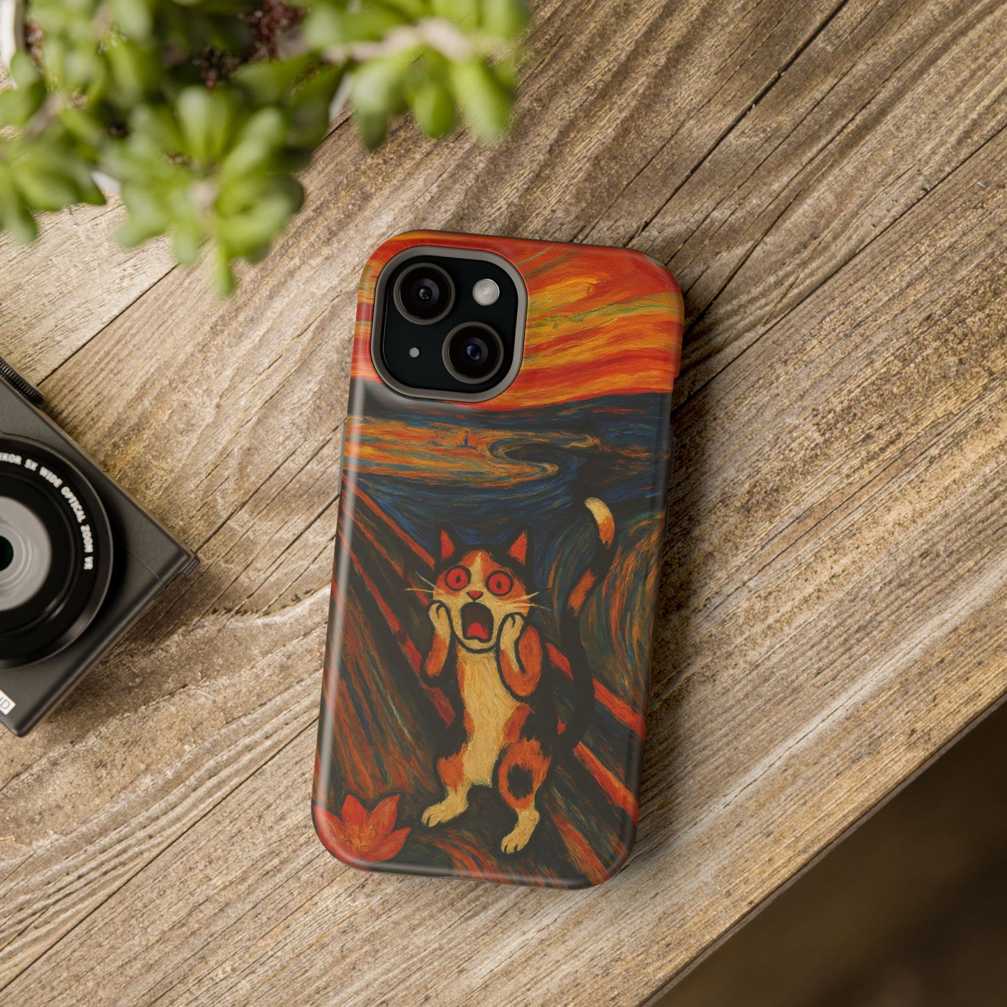 The Cat Scream โ Munch Inspired โ iPhone 16, 15, 14, 13 โ MagSafe Magnetic Tough Case by HitStickers