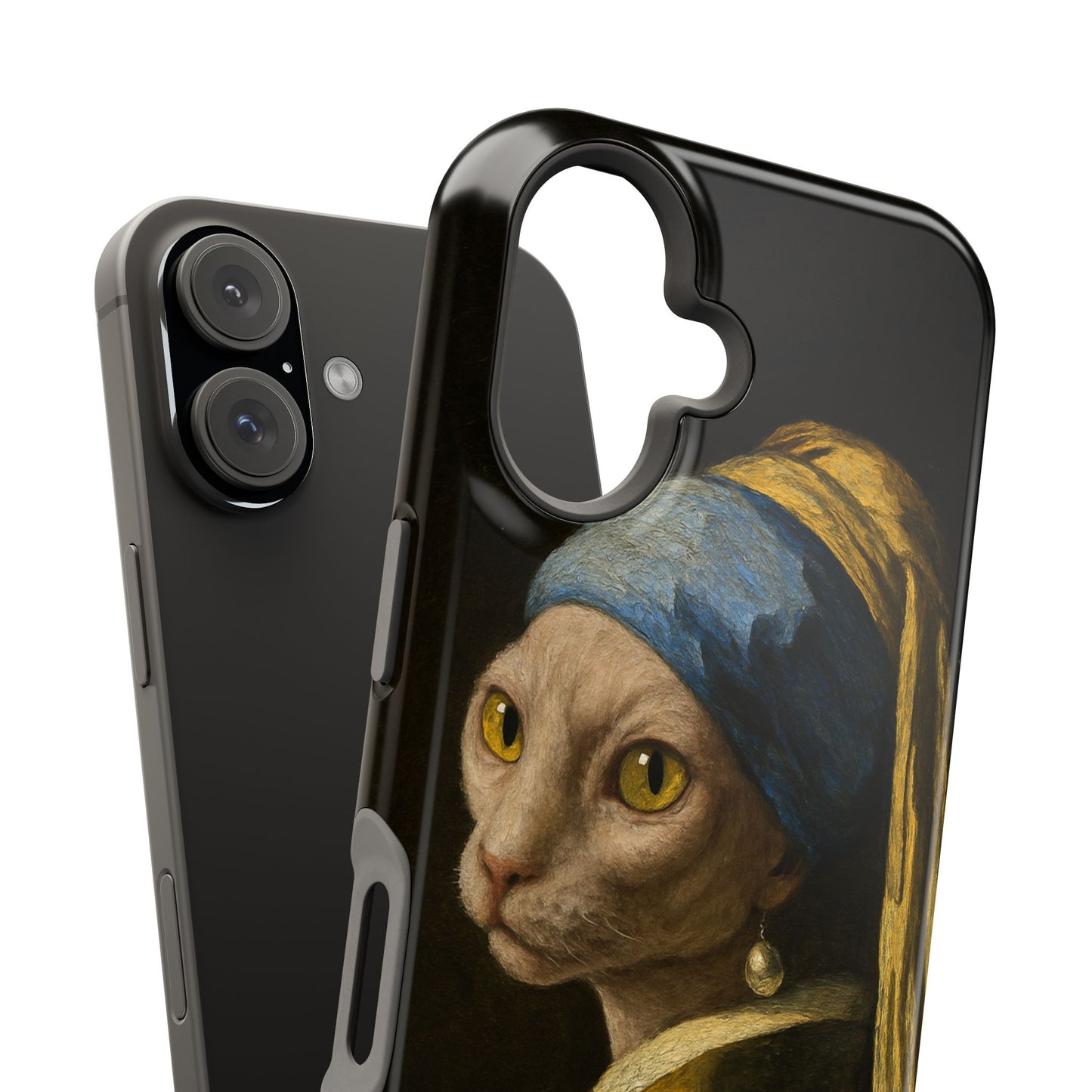 Cat with a Pearl Earring โ Vermeer Inspired โ iPhone 16, 15, 14, 13 โ MagSafe Magnetic Tough Case by HitStickers