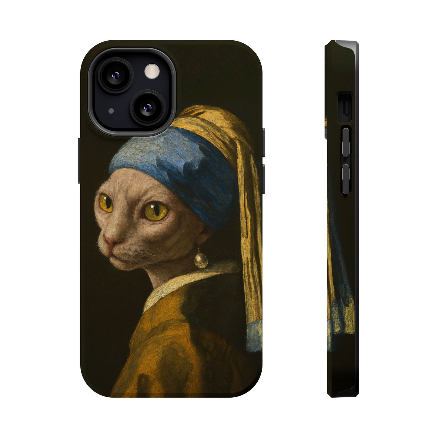 Cat with a Pearl Earring โ Vermeer Inspired โ iPhone 16, 15, 14, 13 โ MagSafe Magnetic Tough Case by HitStickers