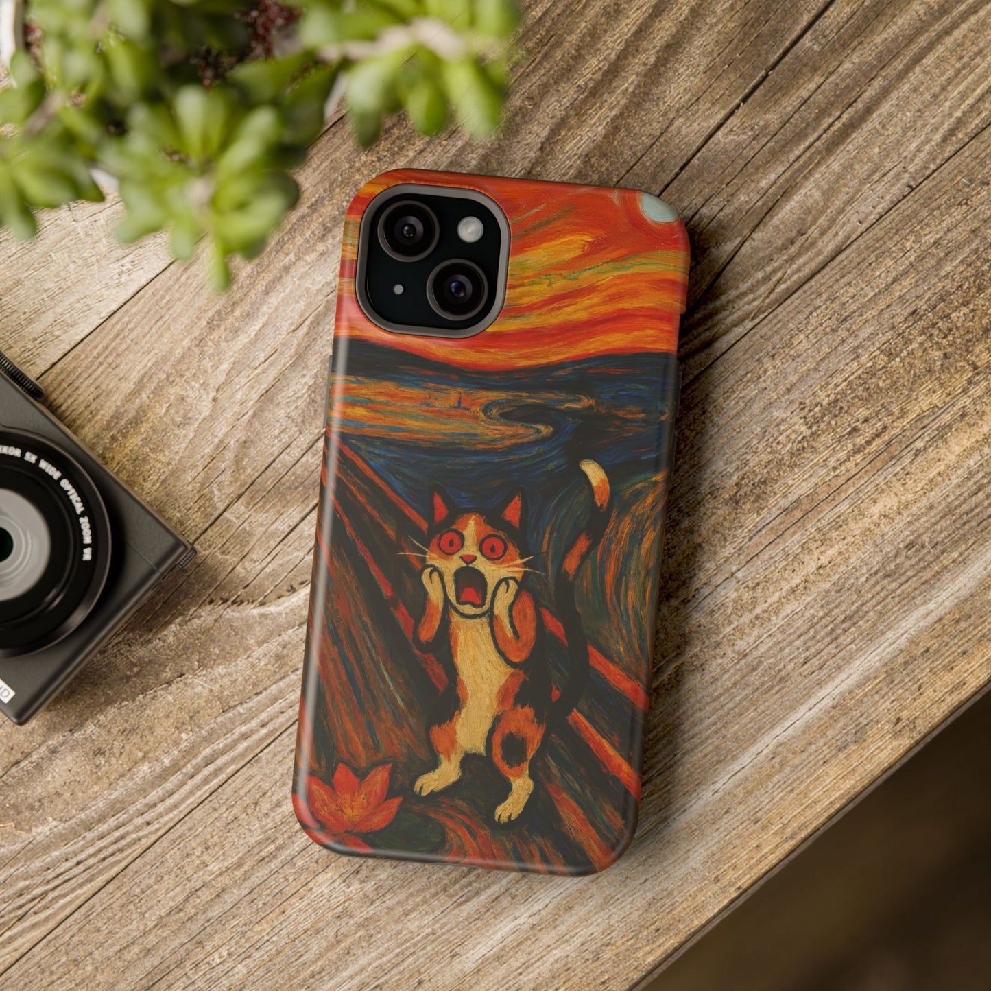 The Cat Scream โ Munch Inspired โ iPhone 16, 15, 14, 13 โ MagSafe Magnetic Tough Case by HitStickers