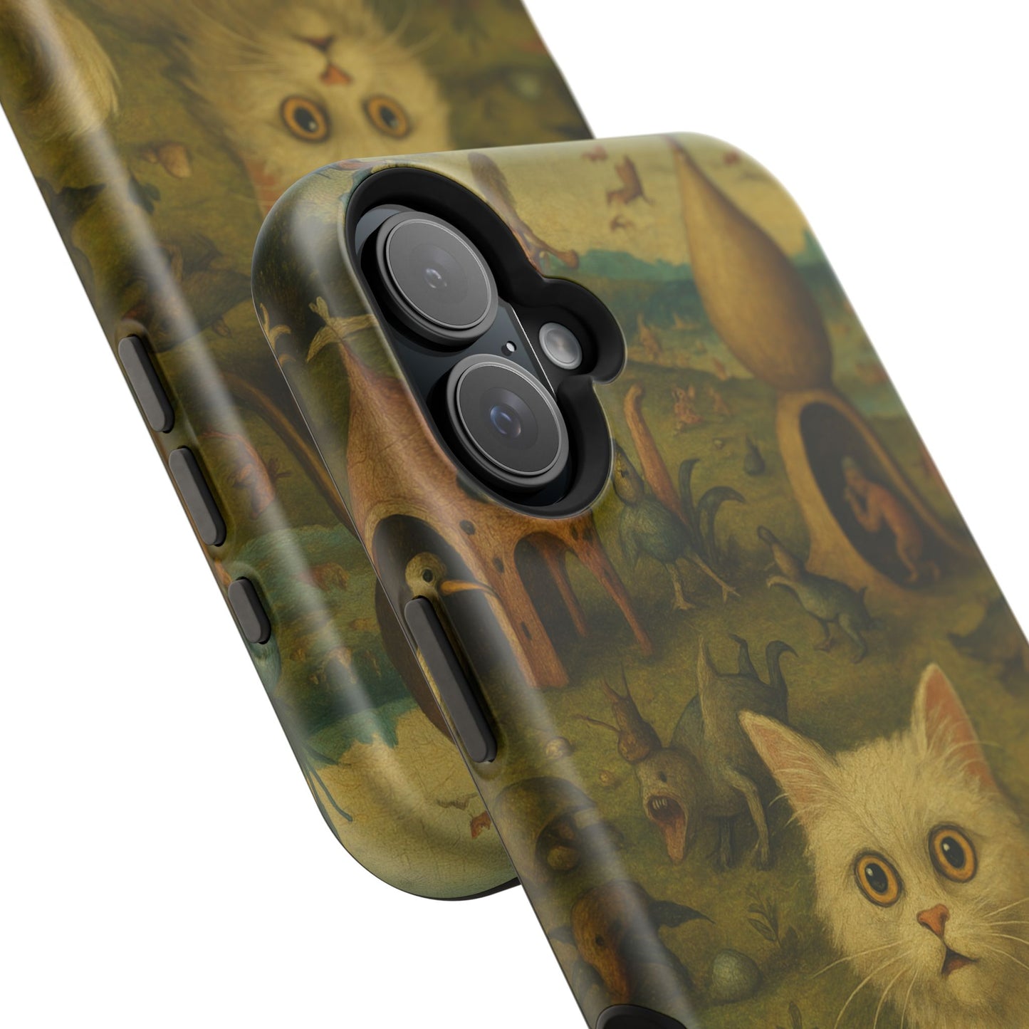 Garden of Cat Delights โ Bosch Inspired โ iPhone 16, 15, 14, 13 โ MagSafe Magnetic Tough Case by HitStickers